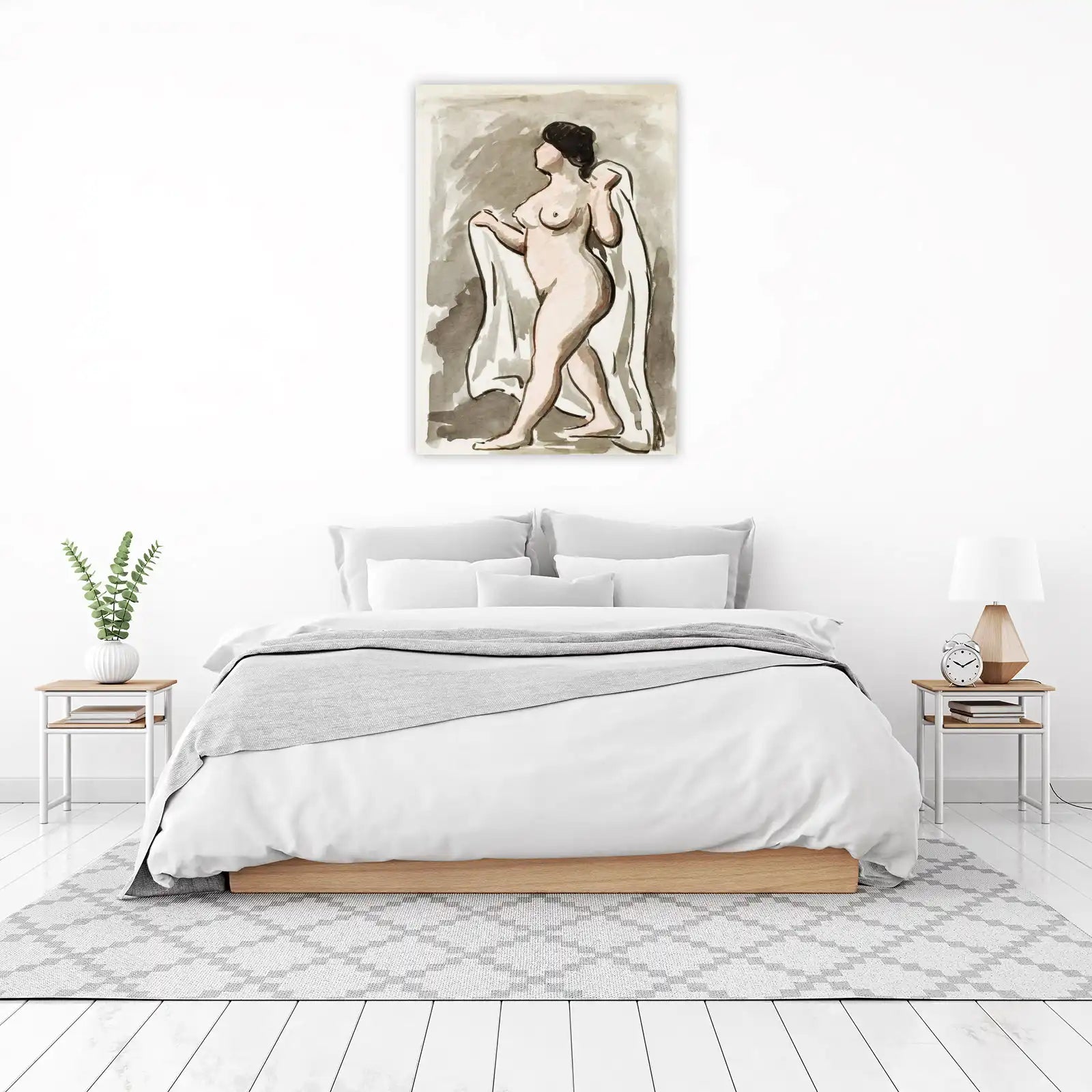Figurative Nude Woman with Drapery Wall Art