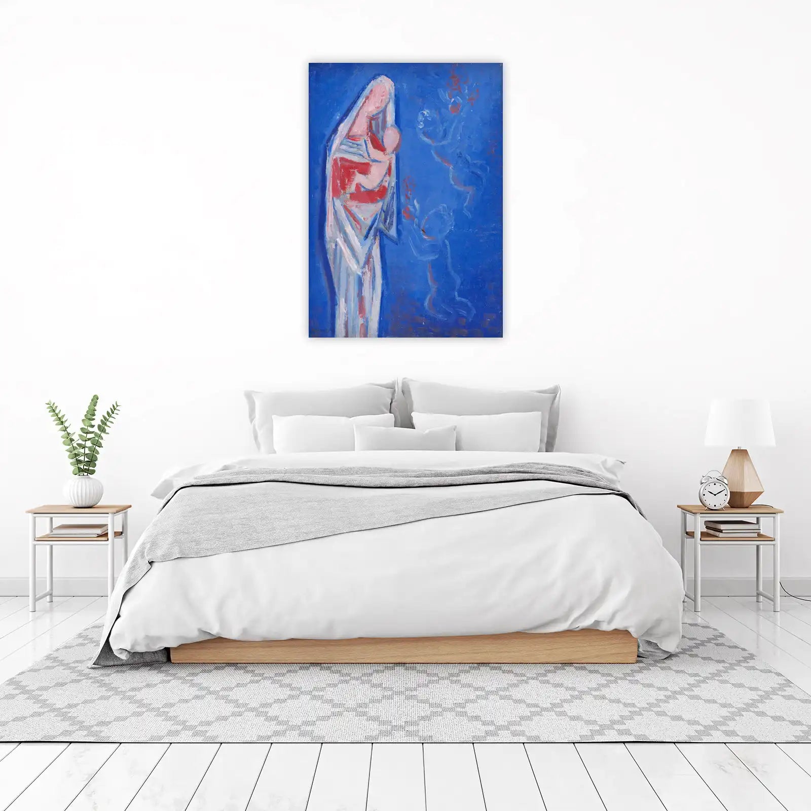 Vibrant Madonna & Child Blue Wall Art