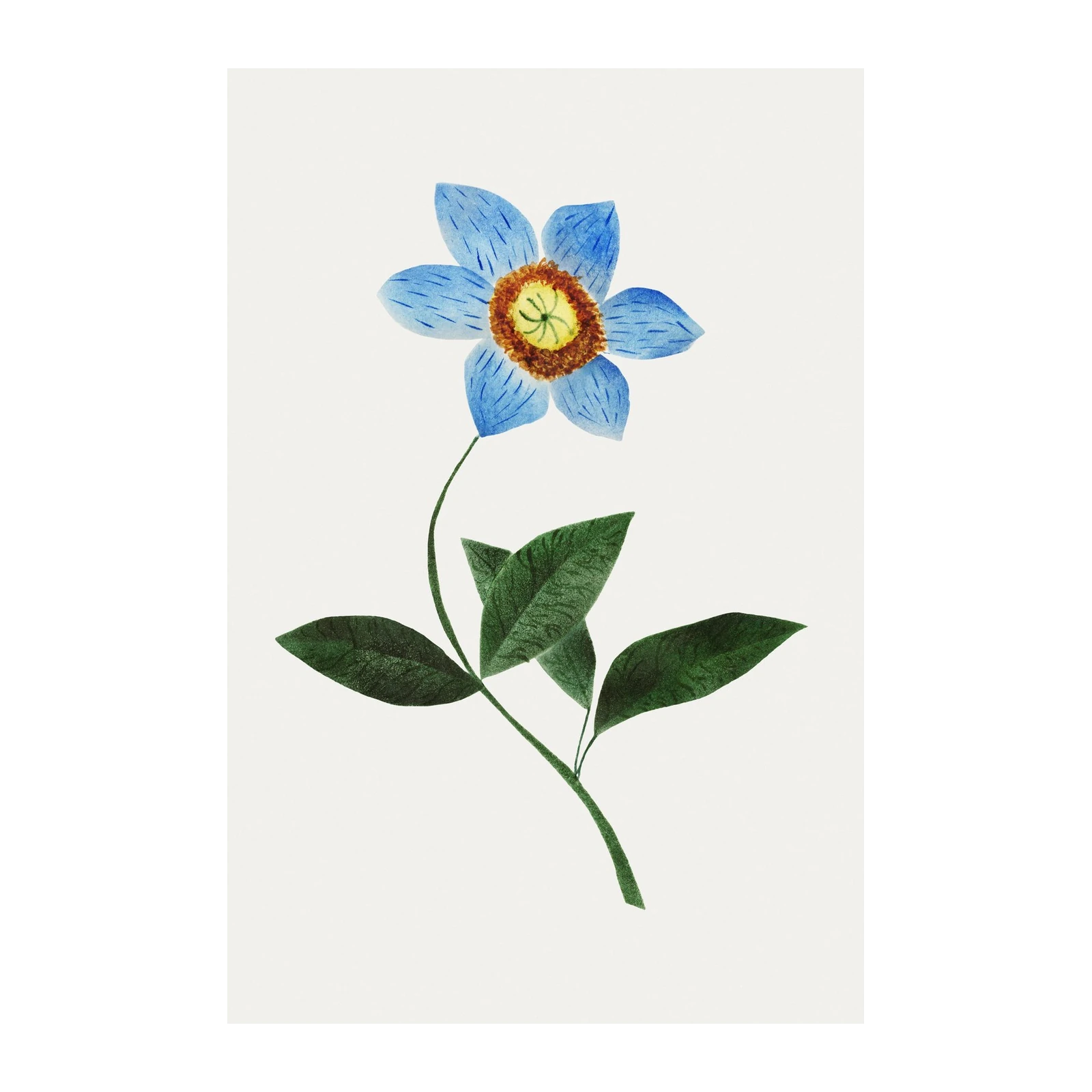 Serene Blue Floral Botanical Watercolor Wall Art