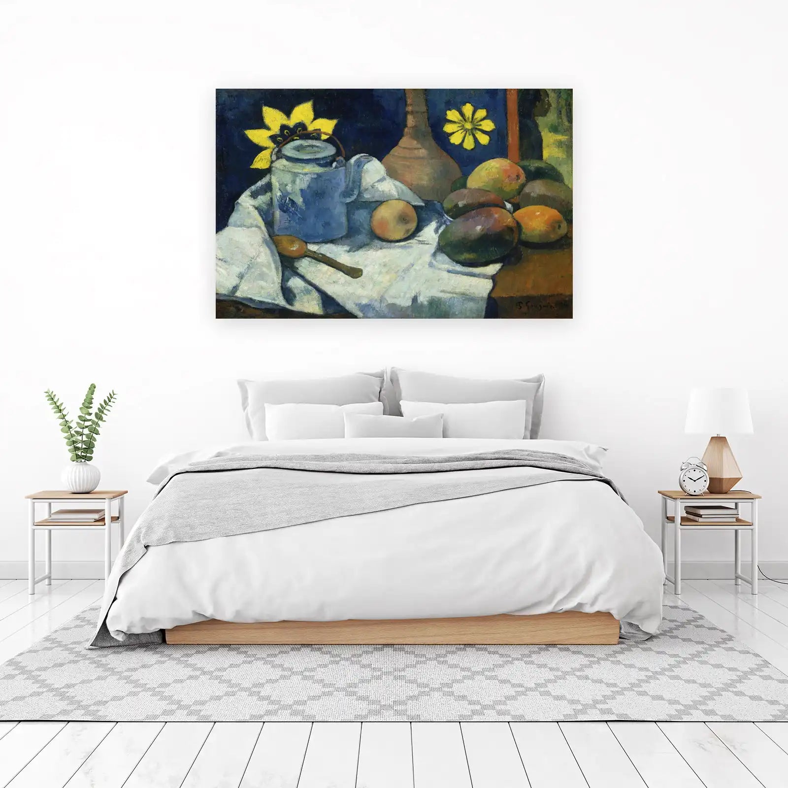 Vibrant Still Life Fruit and Teapot Wall Art