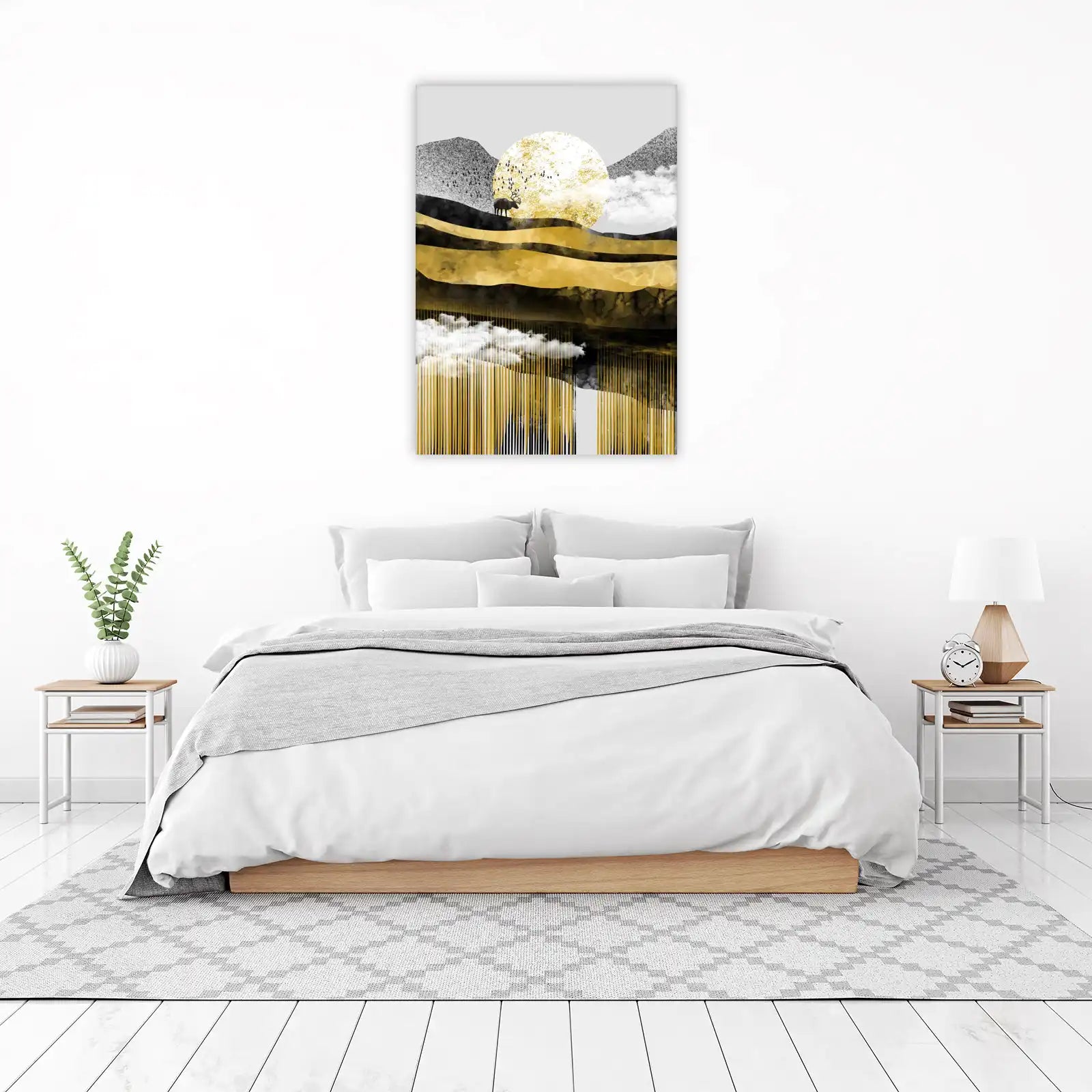 Majestic Gold Landscape Deer Wall Art