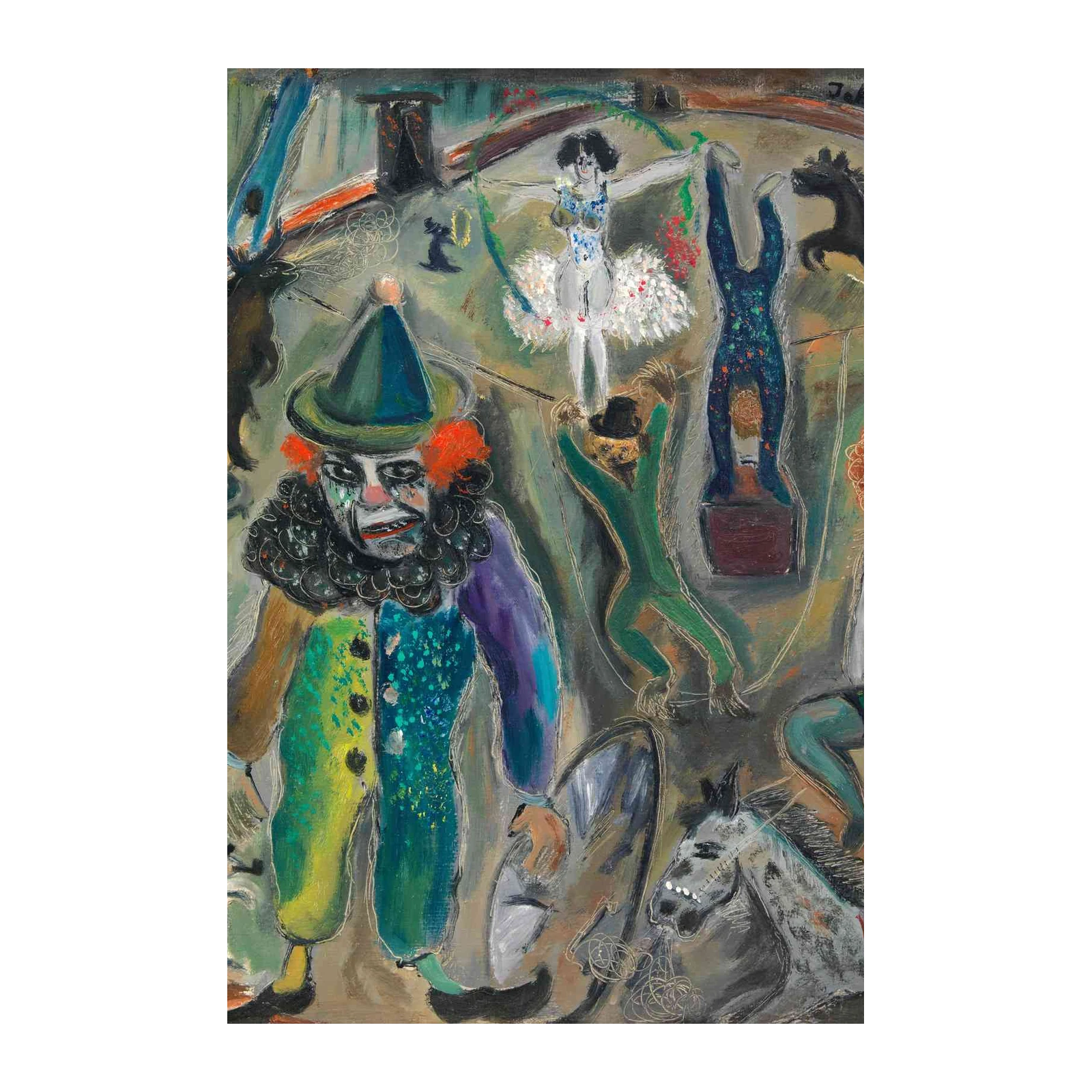Expressive Circus Clown & Performers Wall Art