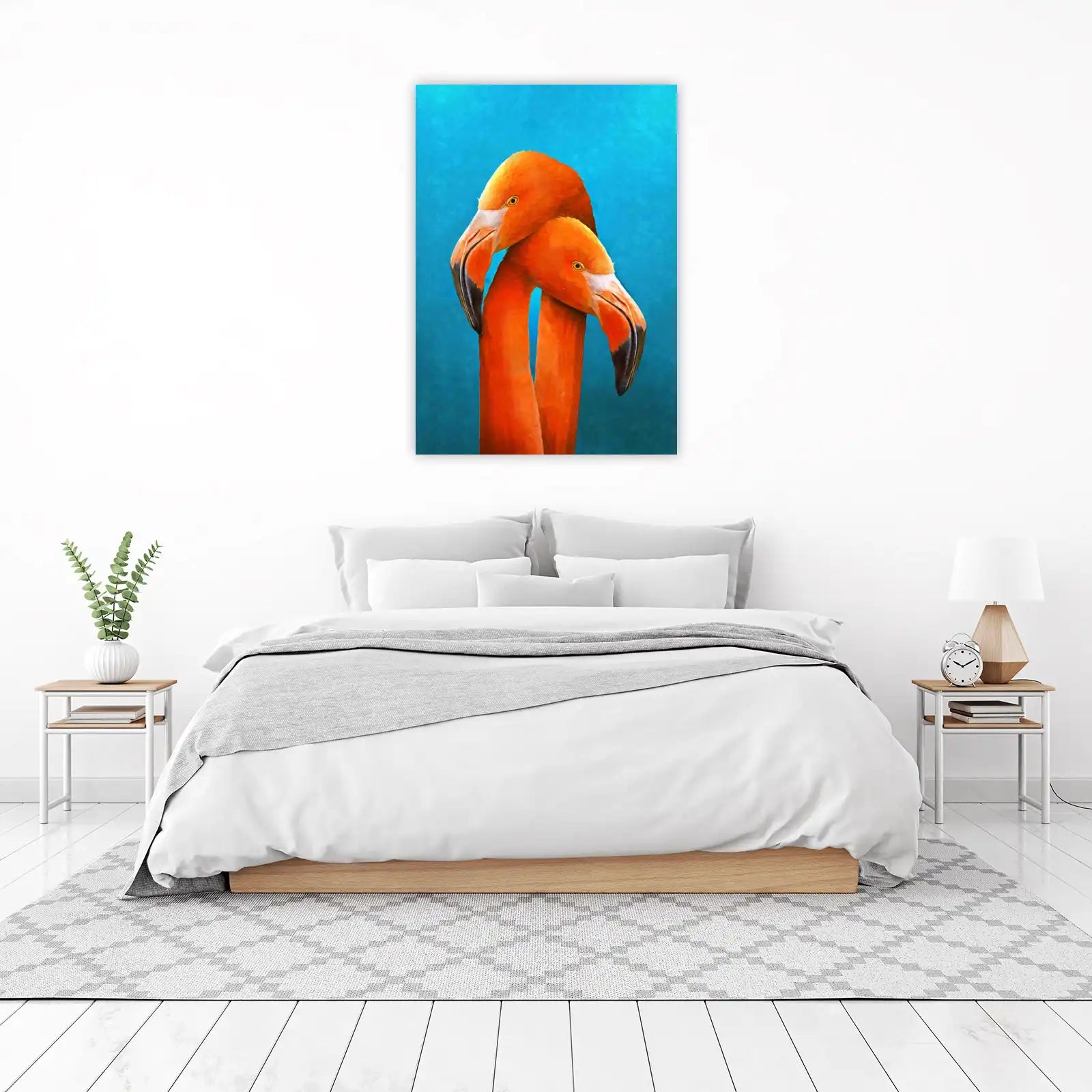 Vibrant Flamingos Embrace Wall Art