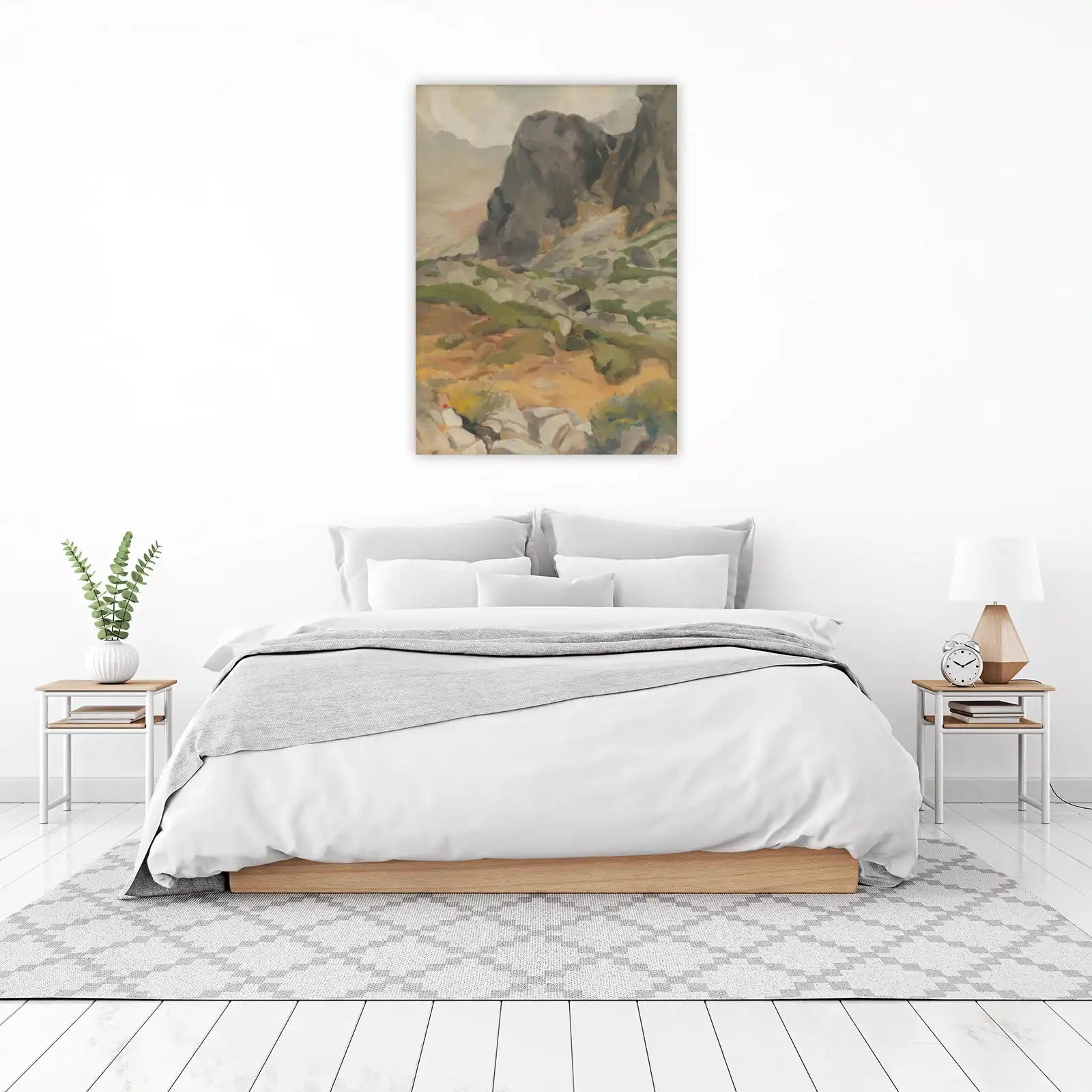 Serene Mountain Landscape Oil Painting Wall Art