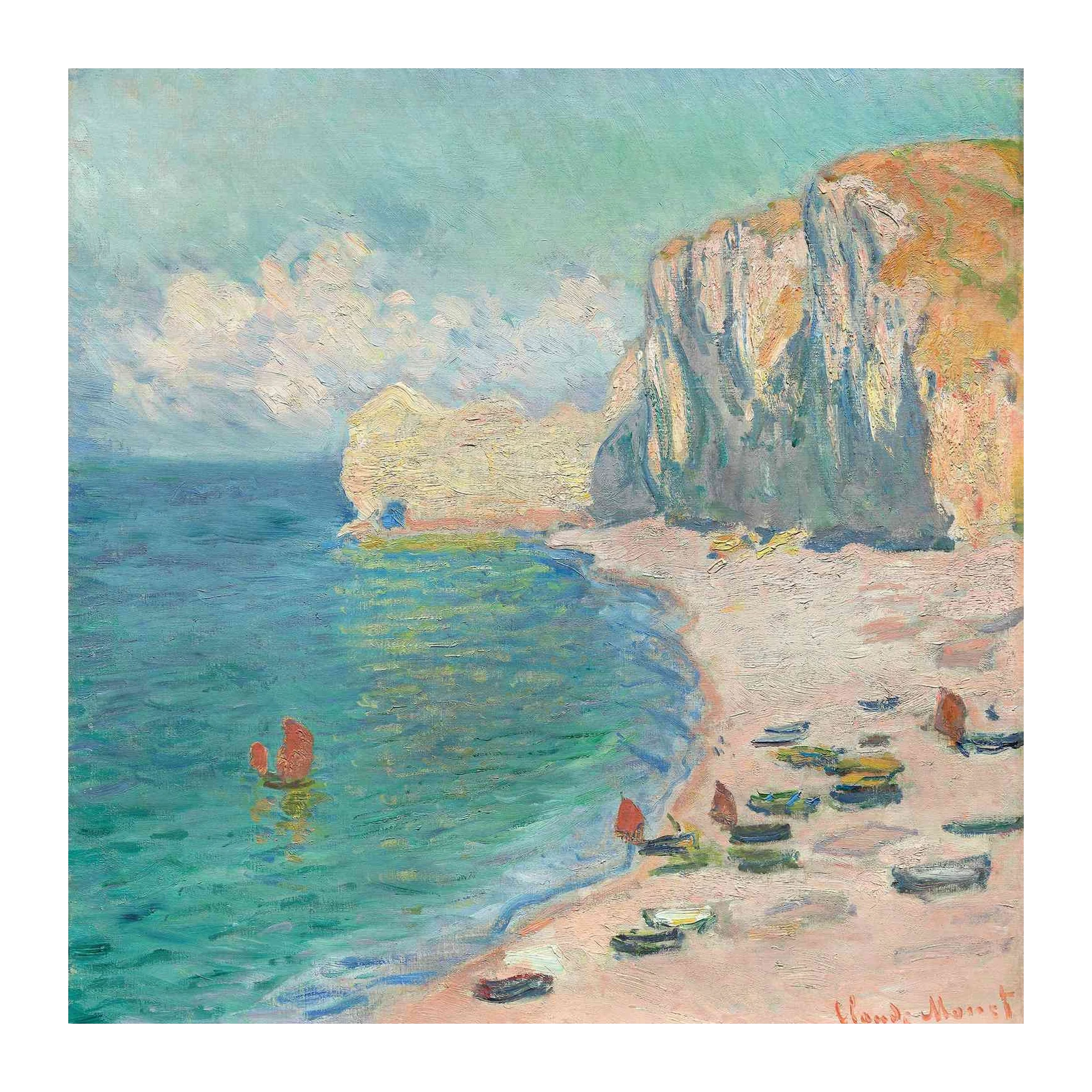 Monet Beach Boats Wall Art - Coastal Serenity