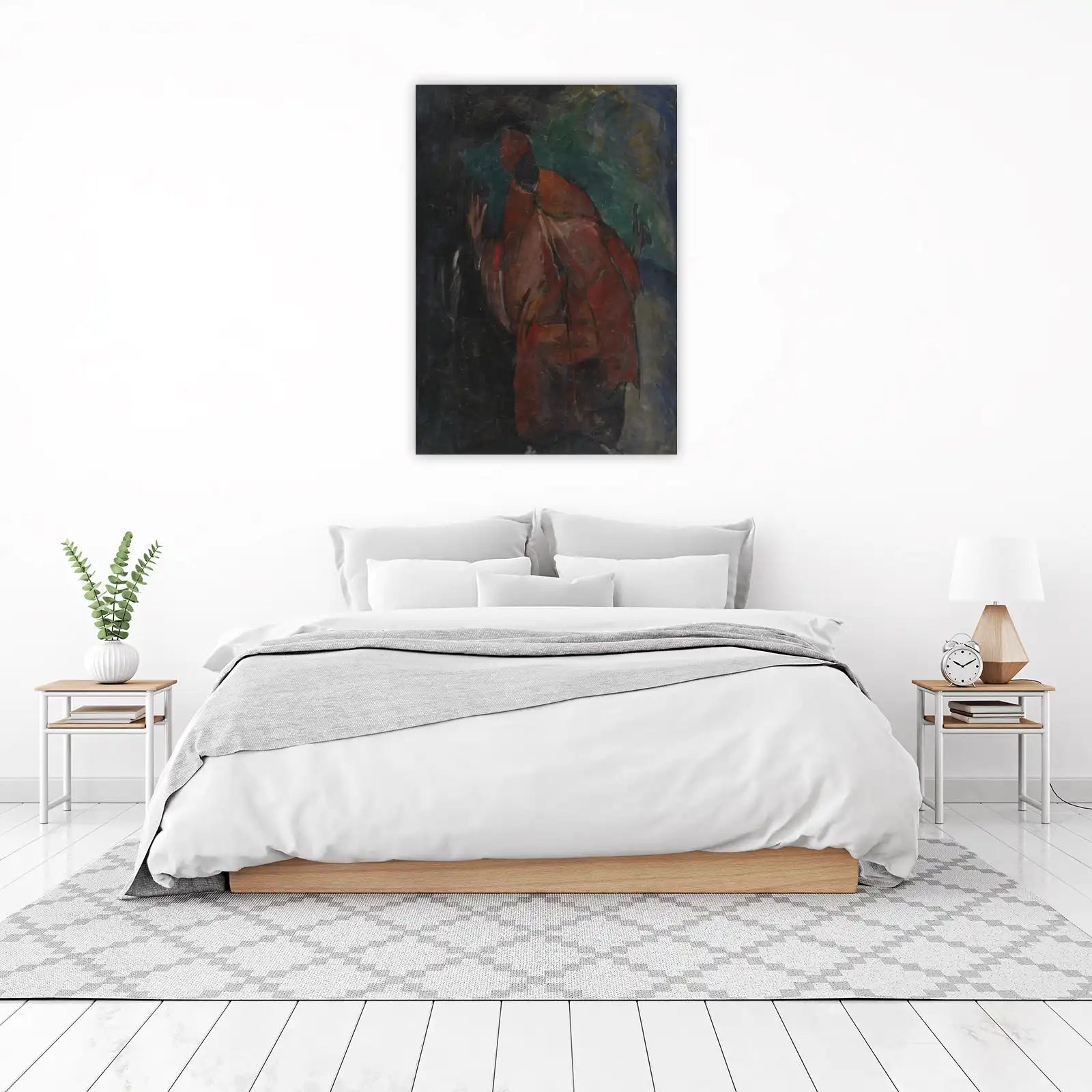 Abstract Religious Figure Red Robe Wall Art