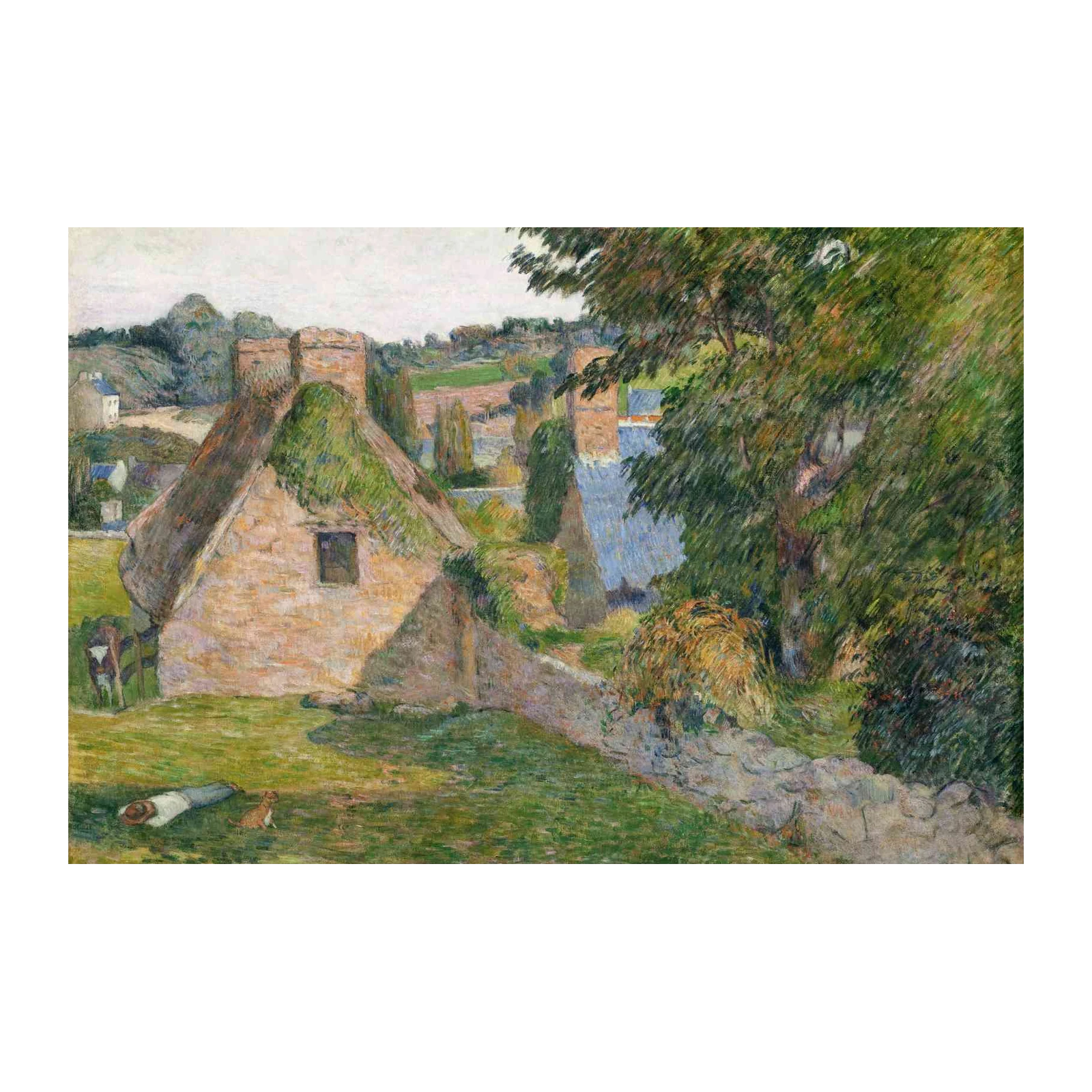 Idyllic Village Scene Landscape Wall Art