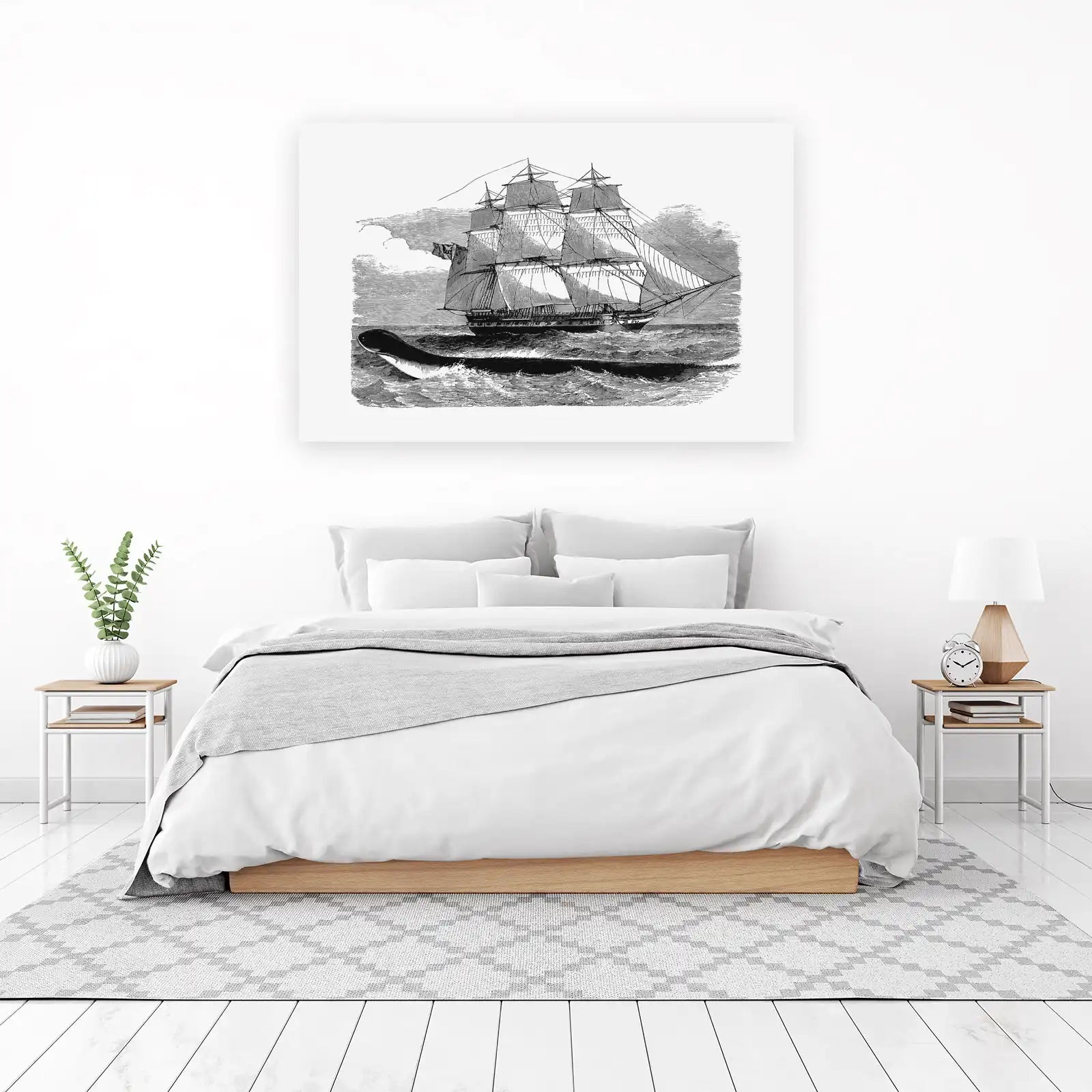 Vintage Whale & Ship Nautical Wall Art