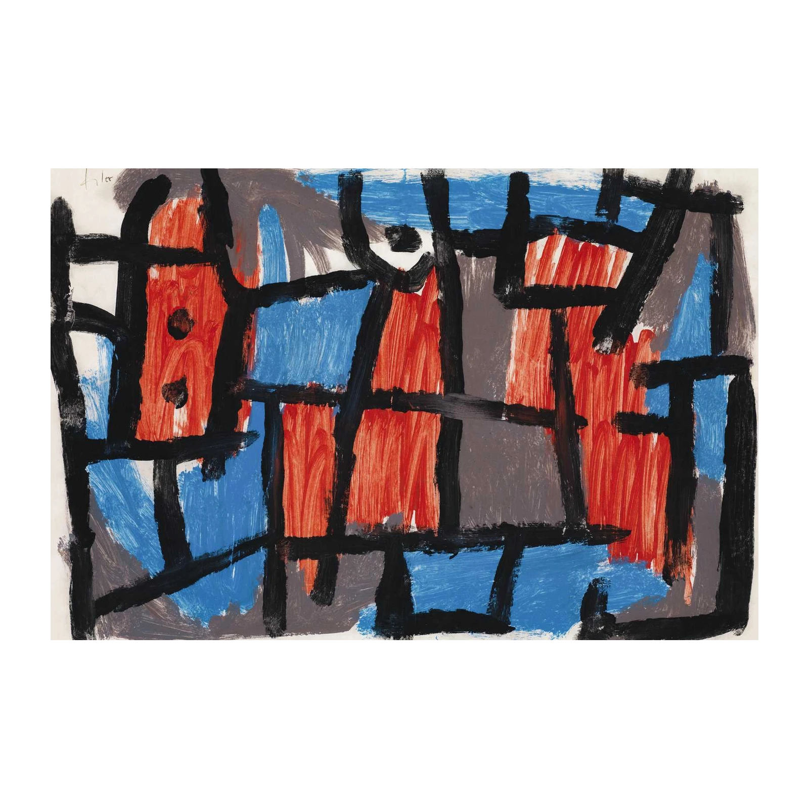 Bold Abstract Red Blue Geometric Wall Art