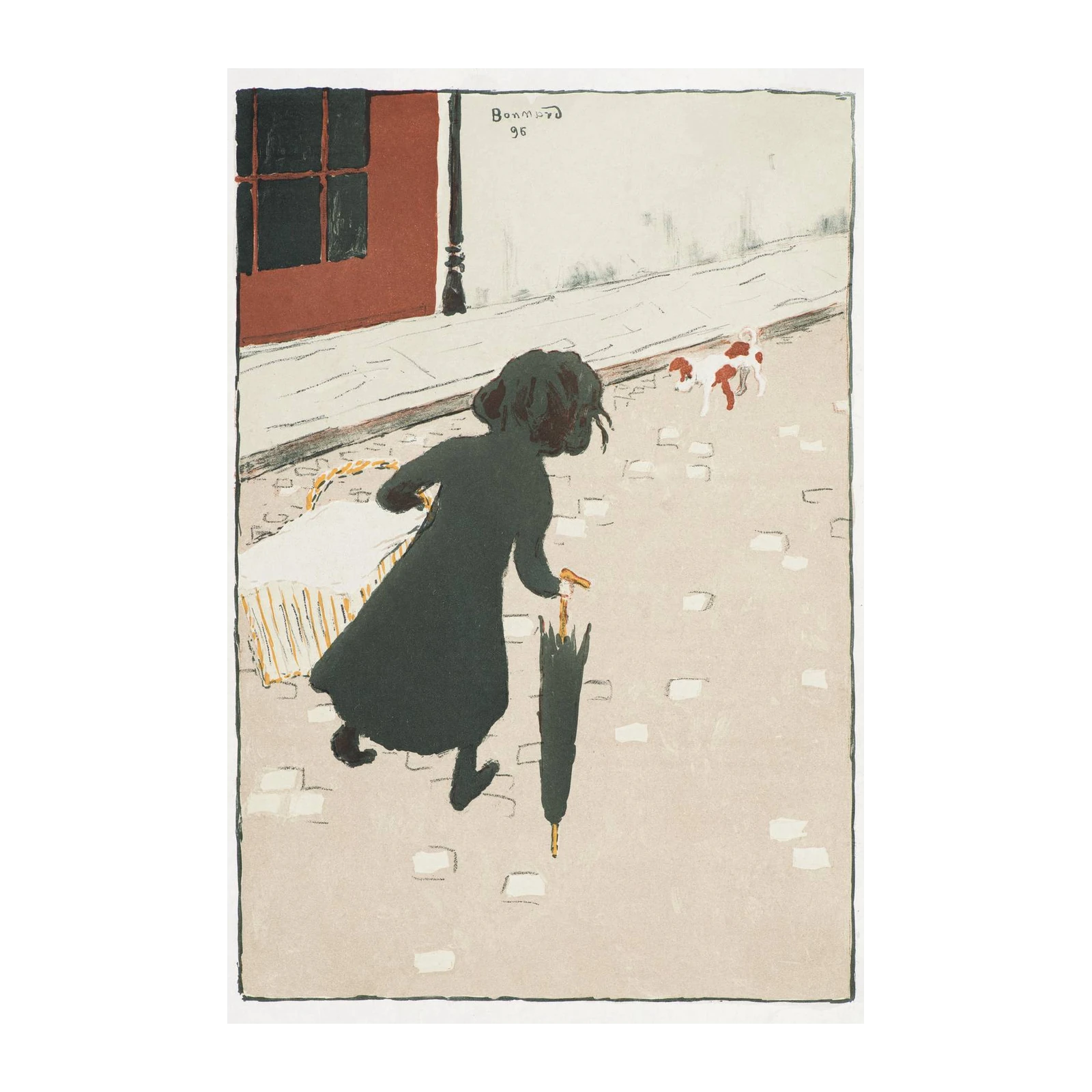 Vintage Street Scene with Dog Wall Art