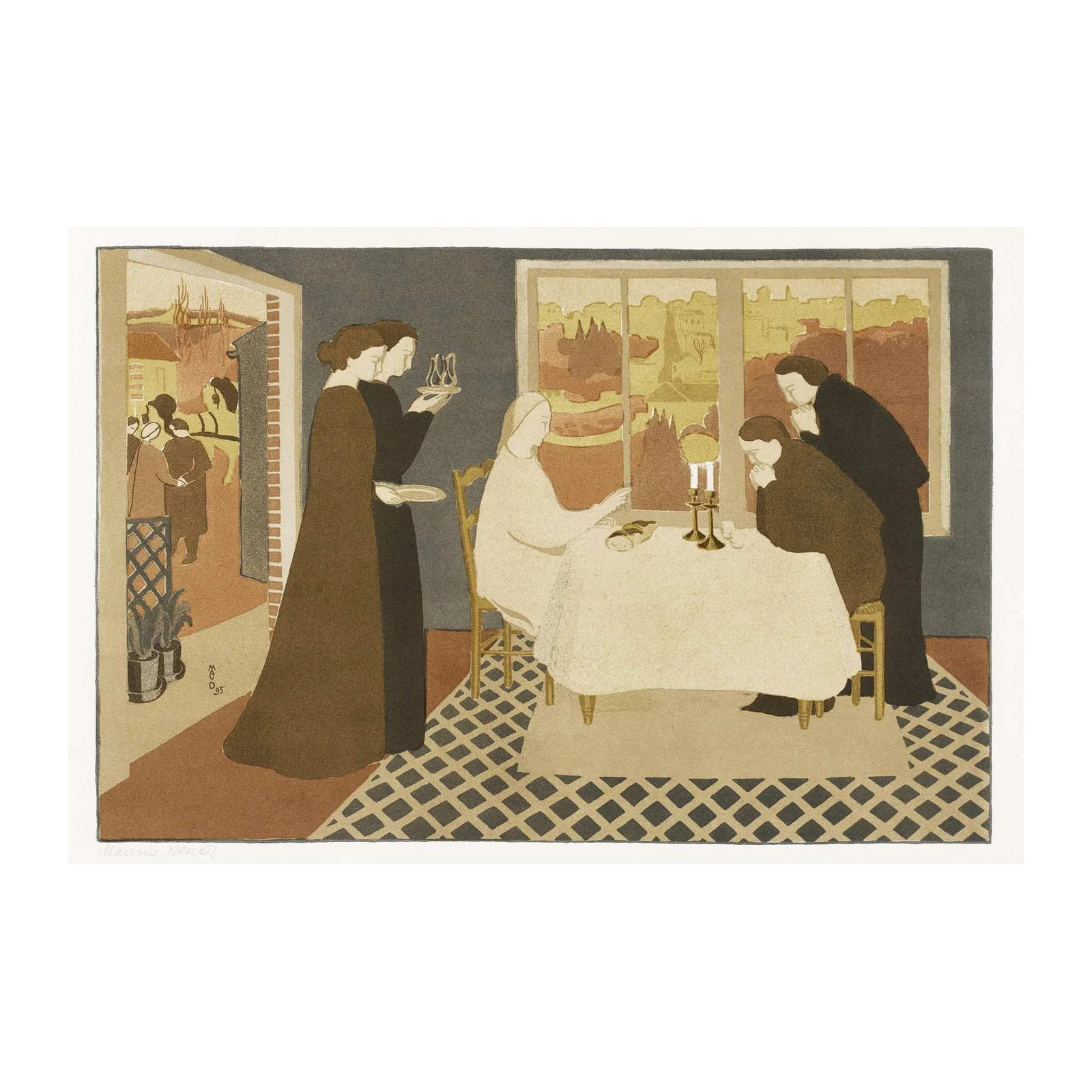 Elegant Dinner Scene Art Wall Art