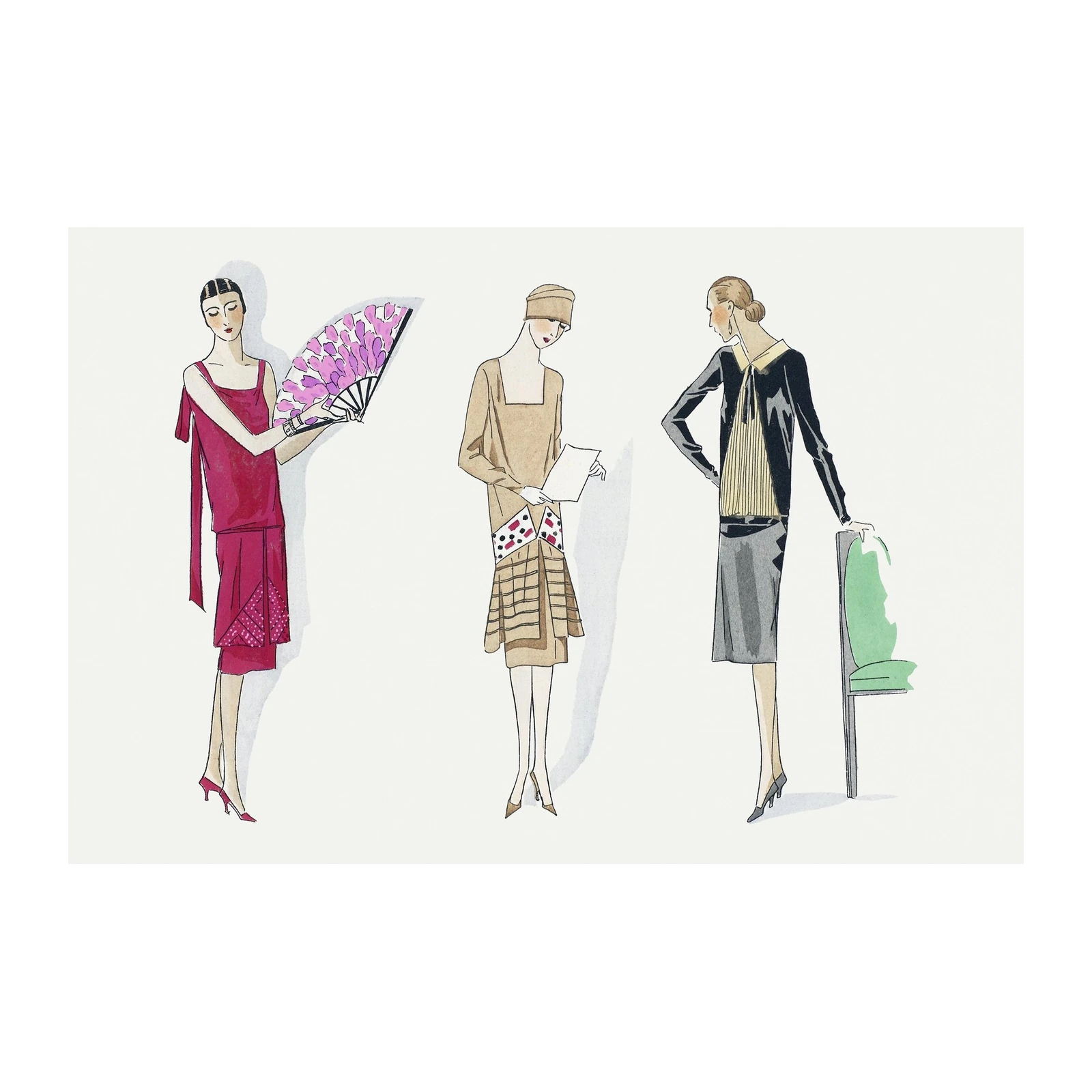 Elegant 1920s Fashion Trio Wall Art
