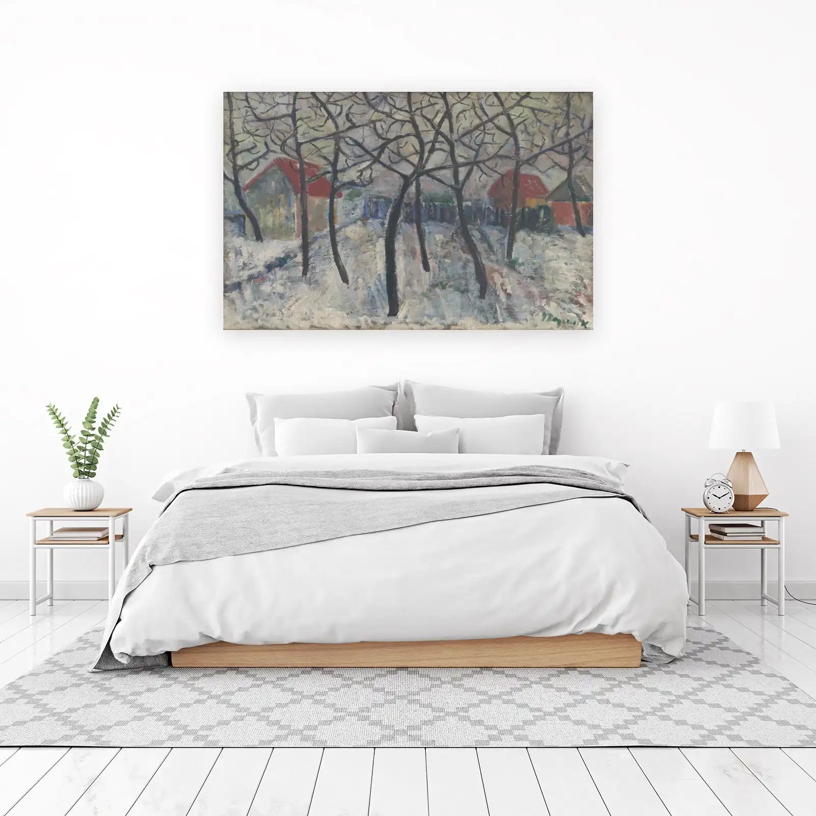 Winter Village Snowy Scene Wall Art
