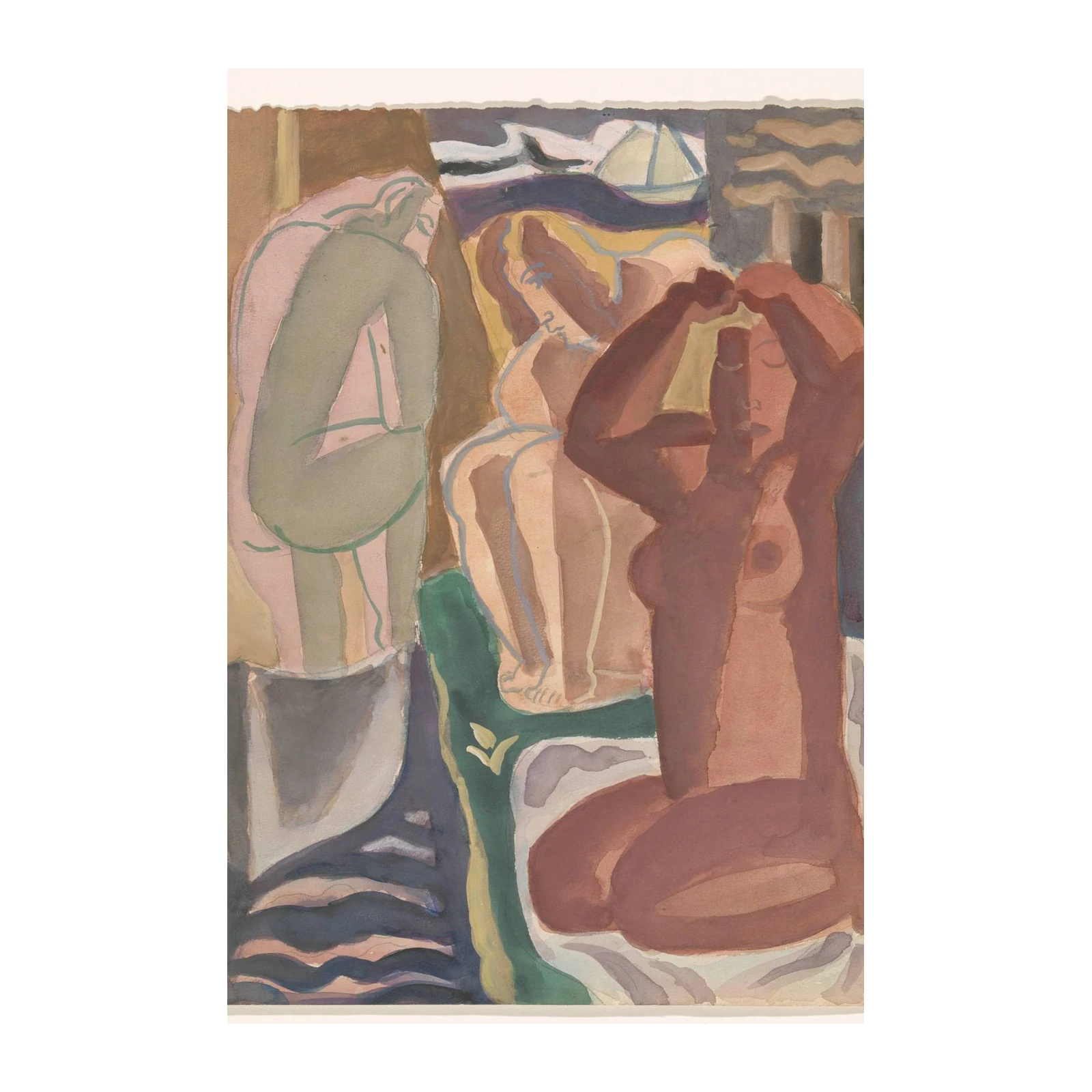 Bohemian Figures Nude Watercolor Wall Art