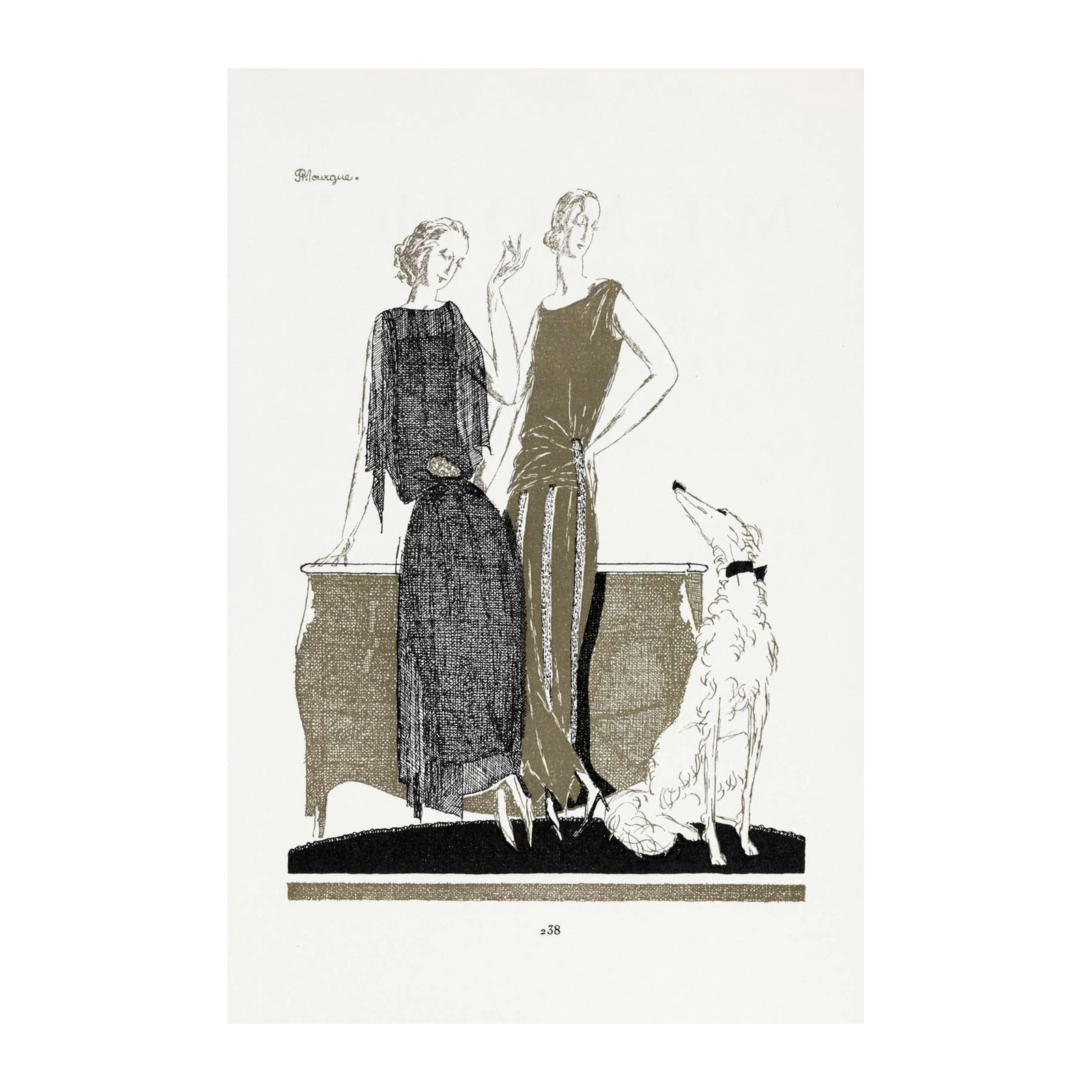 Vintage Fashion Art Dog Wall Art