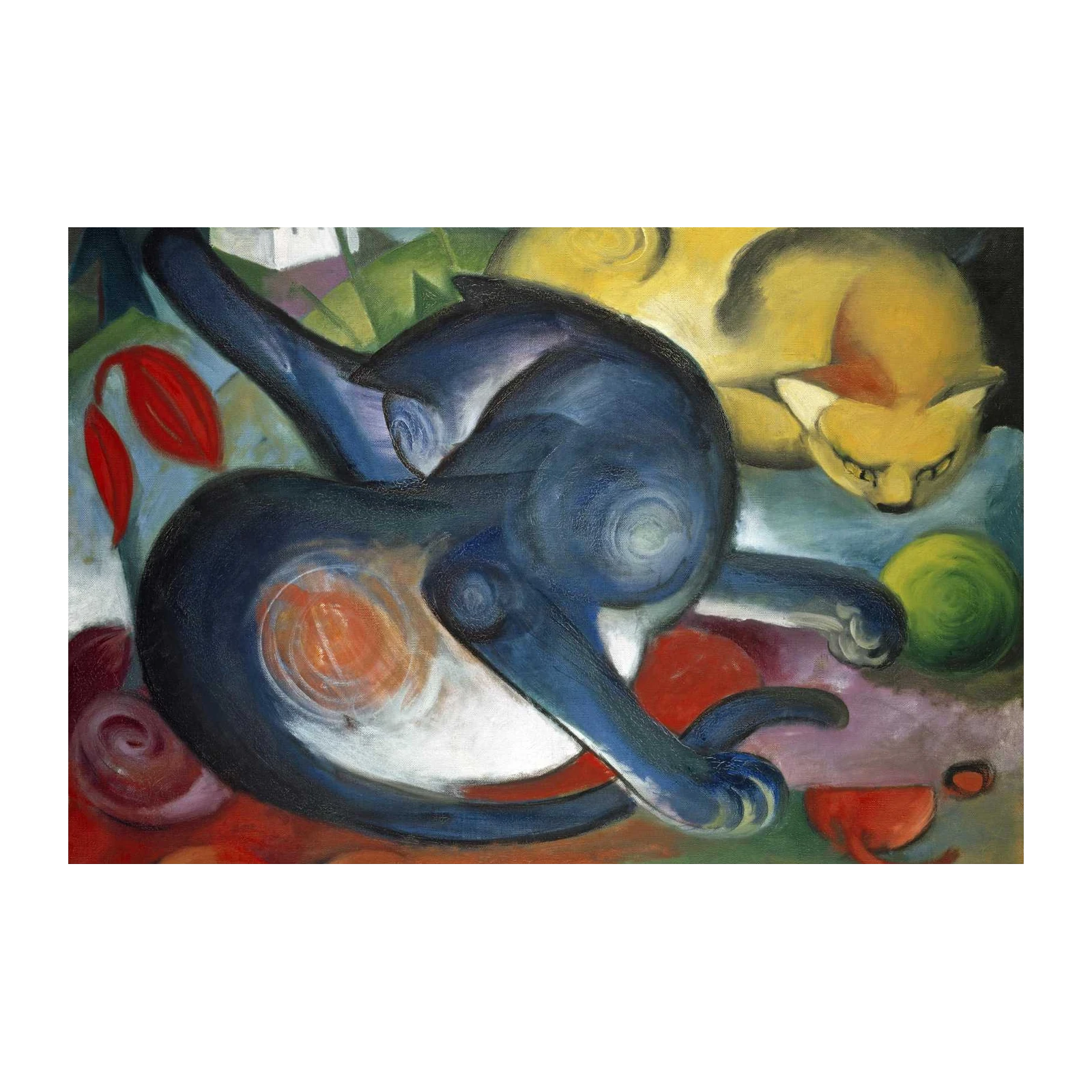 Abstract Blue & Yellow Cat Duo Wall Art