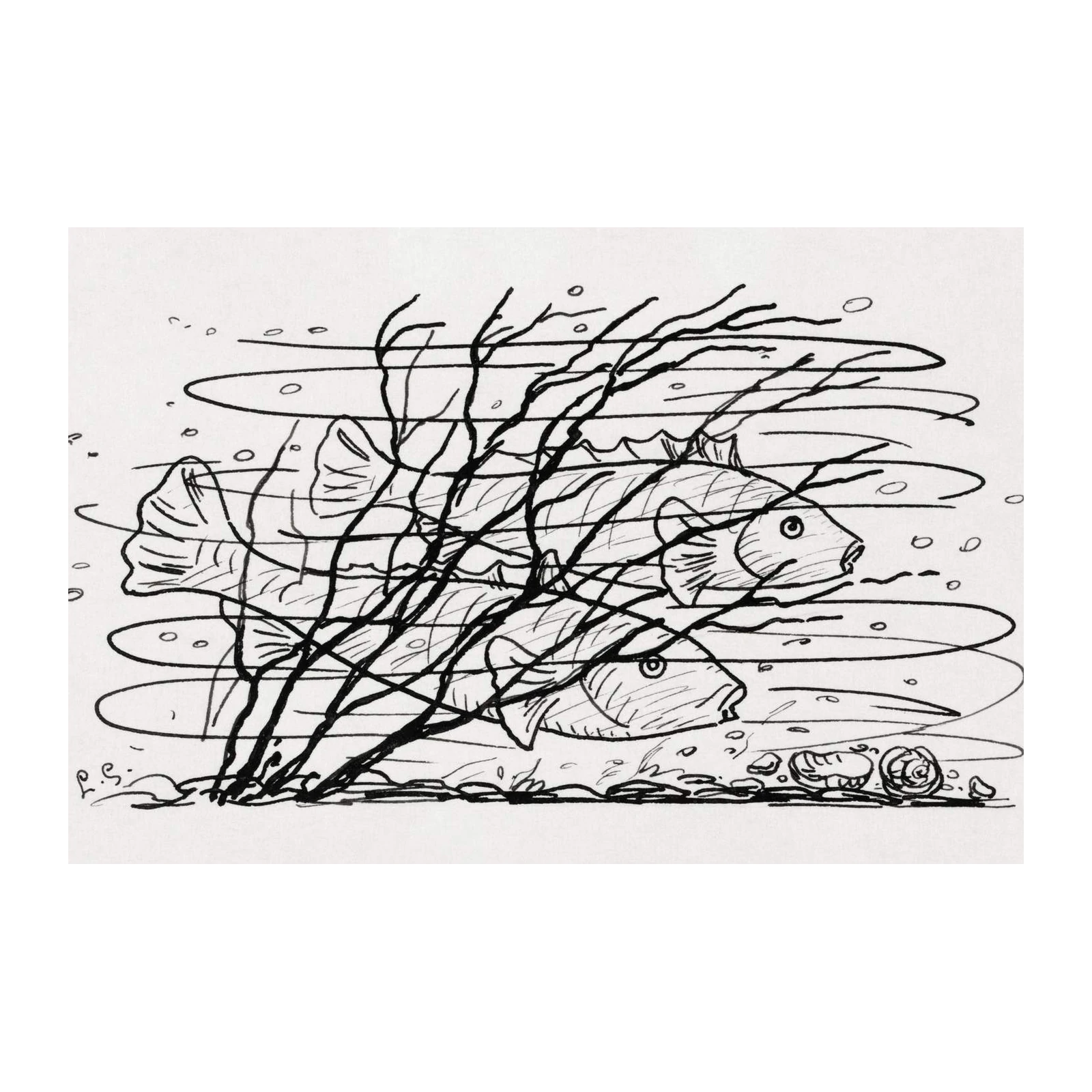 Serene School of Fish Sketch Wall Art