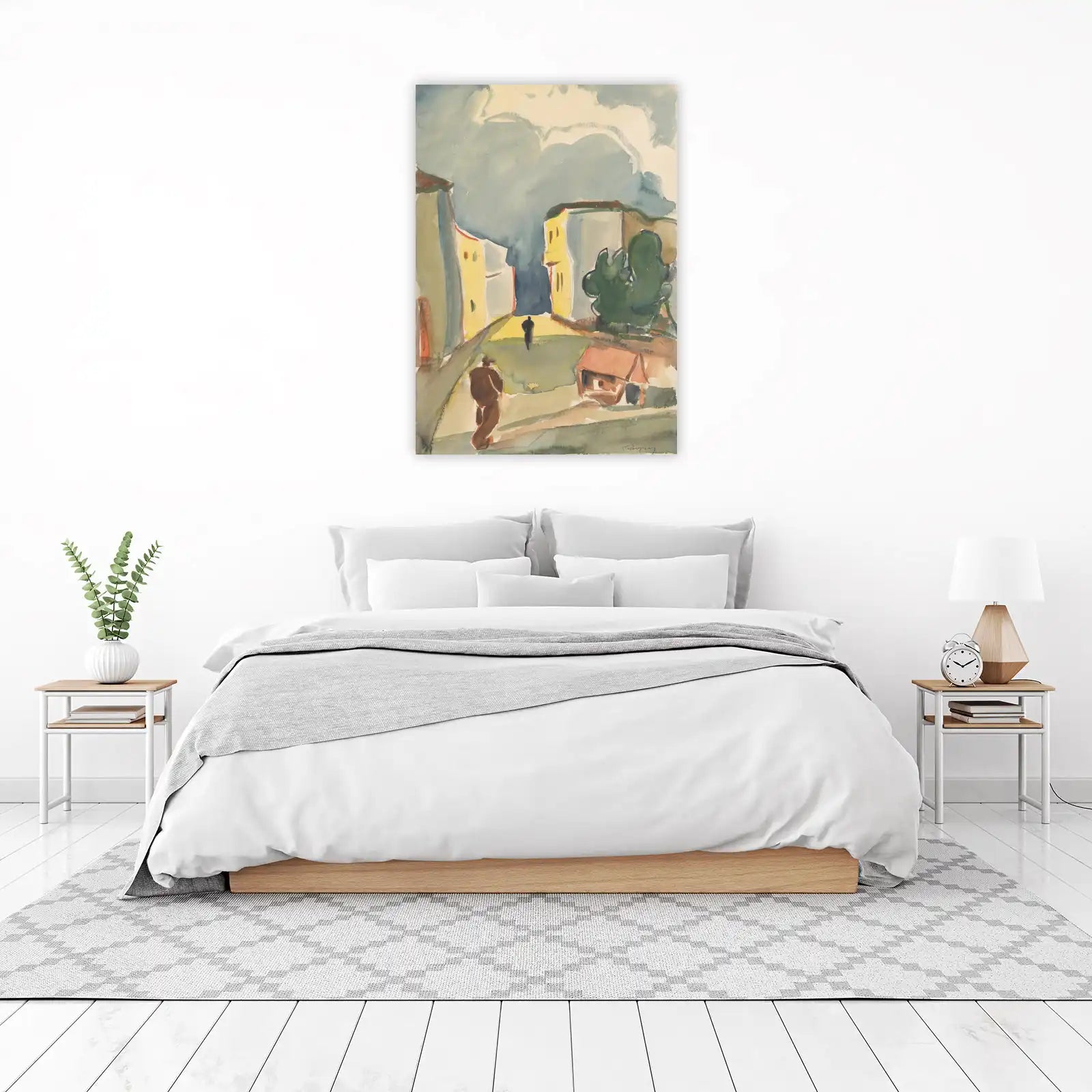 Moody Street Scene Watercolor Wall Art