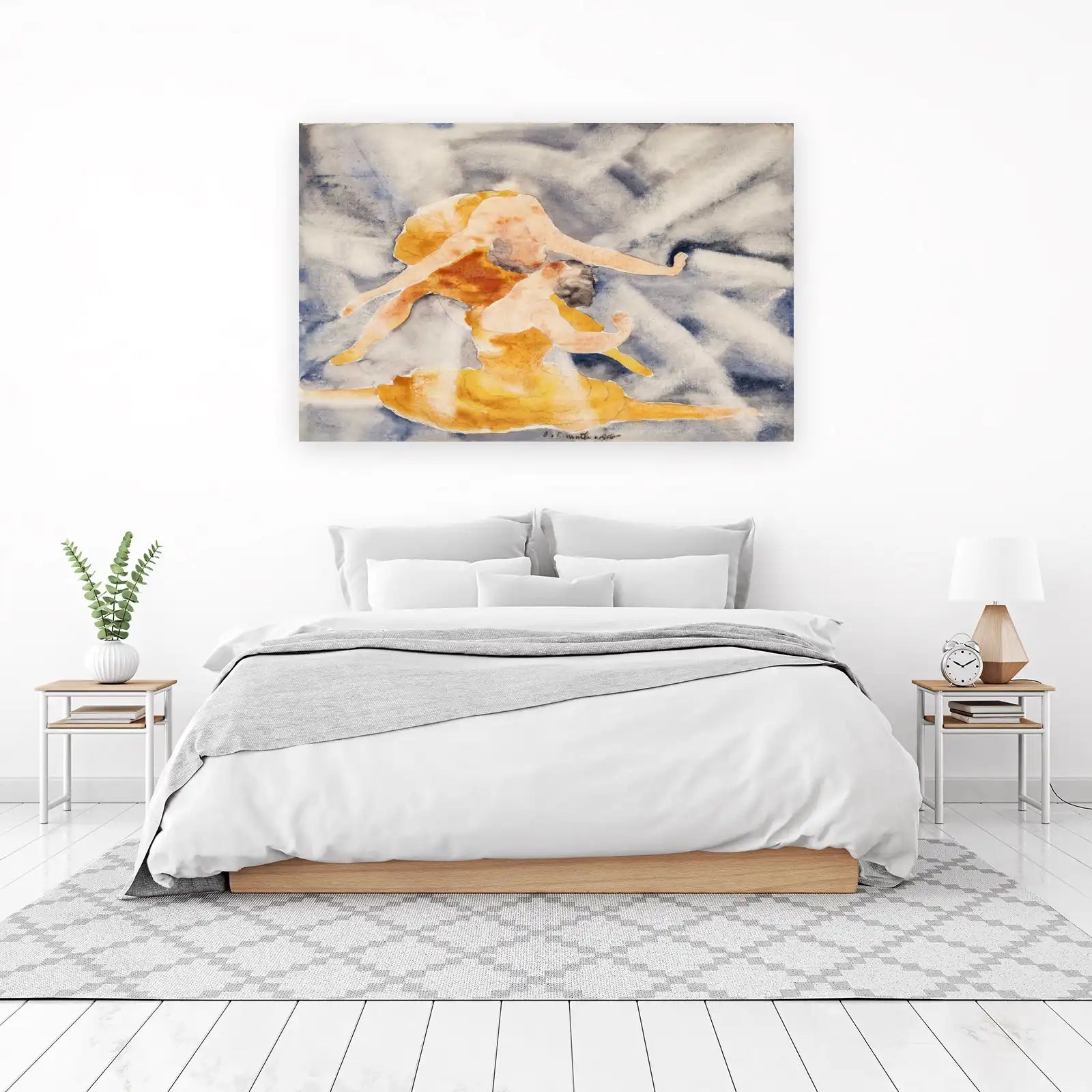 Graceful Dancers Serenity Watercolor Wall Art