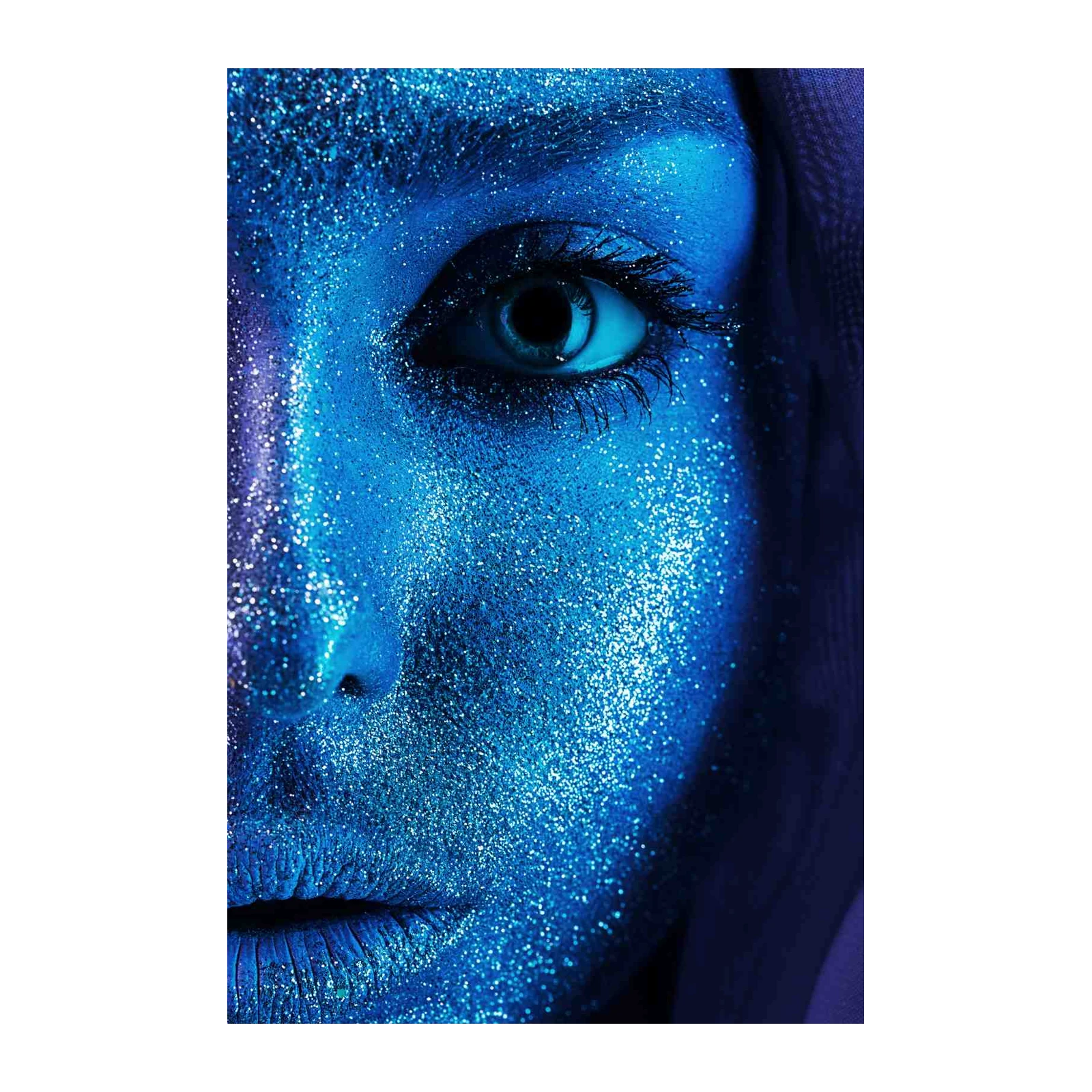 Sparkling Blue Face Portrait Wall Art