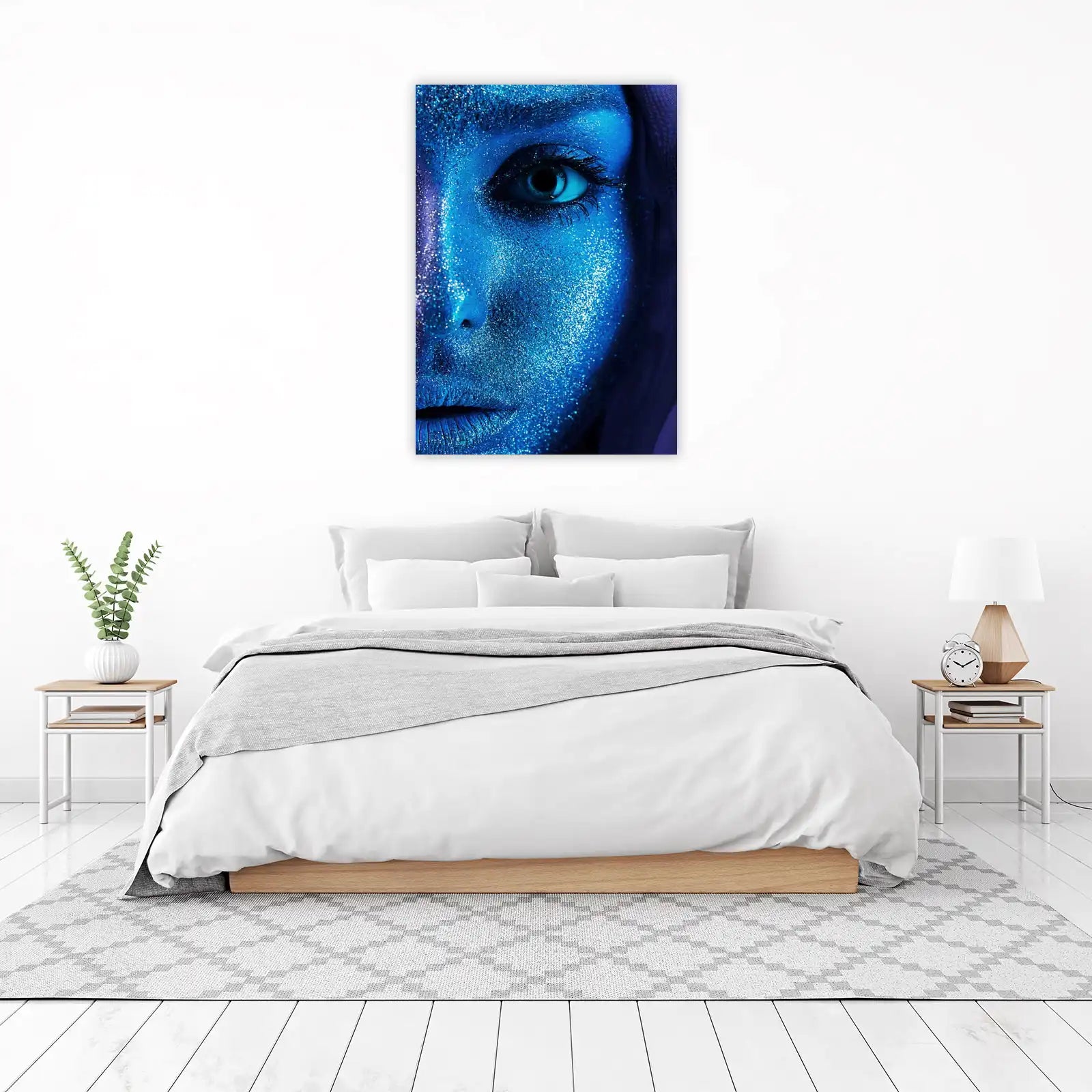 Sparkling Blue Face Portrait Wall Art