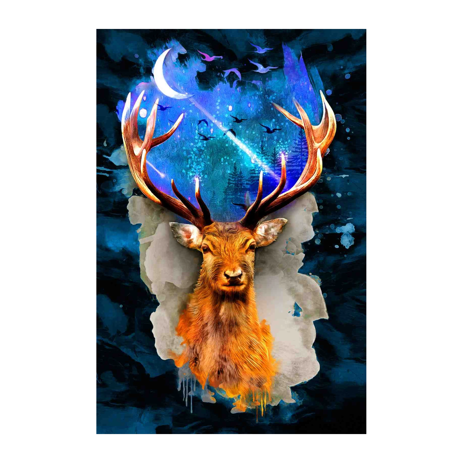 Mystic Stag Night Sky Wall Art