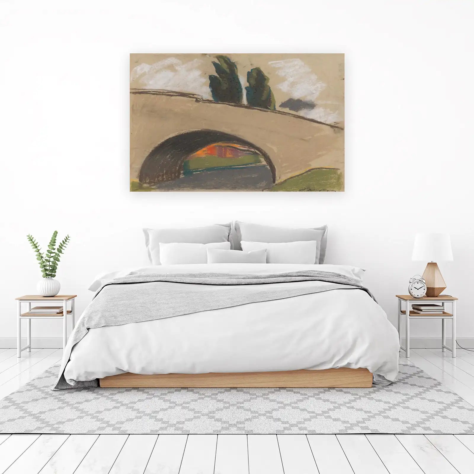 Tuscan Bridge Landscape Pastel Wall Art
