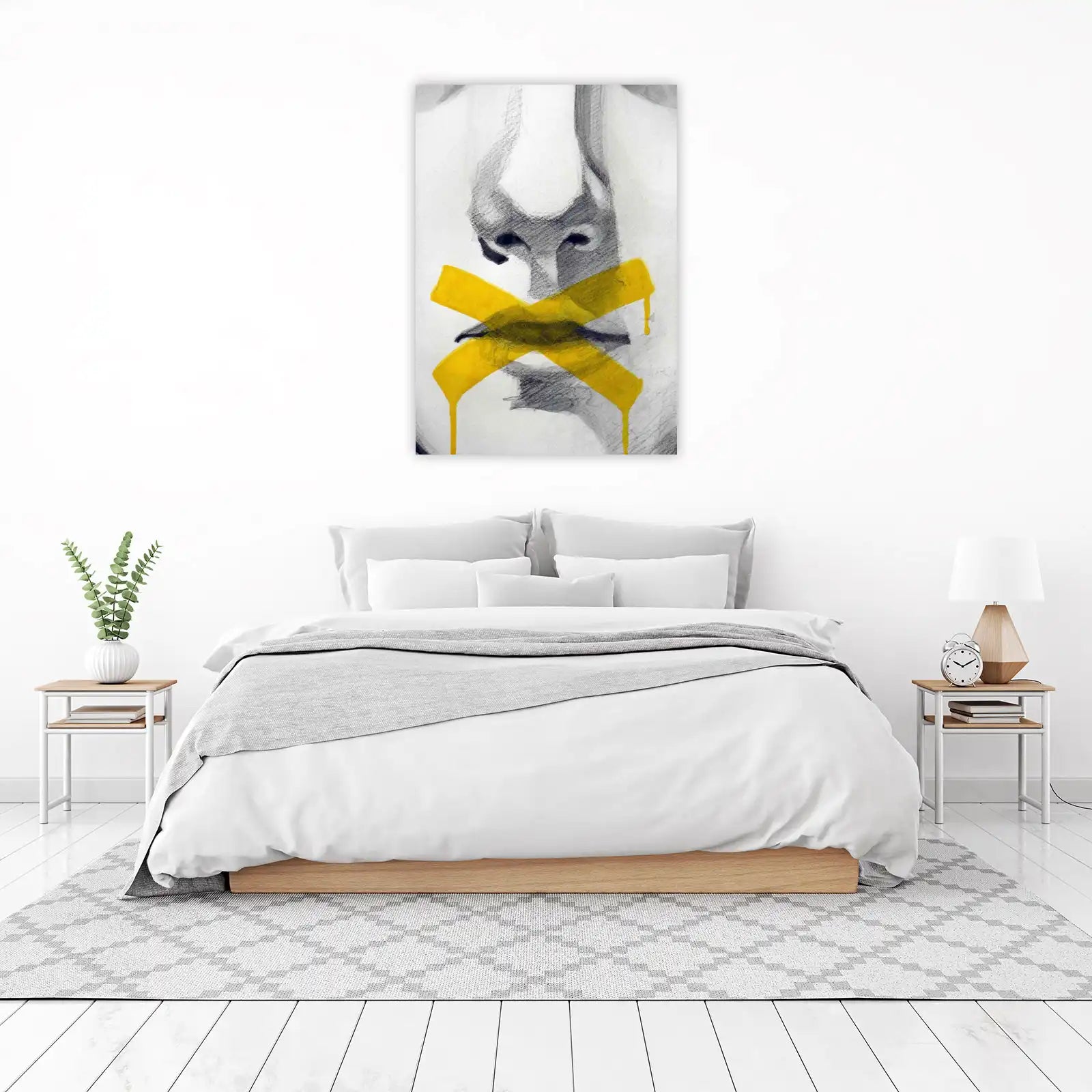 Silent Expression Yellow Tape Portrait Wall Art