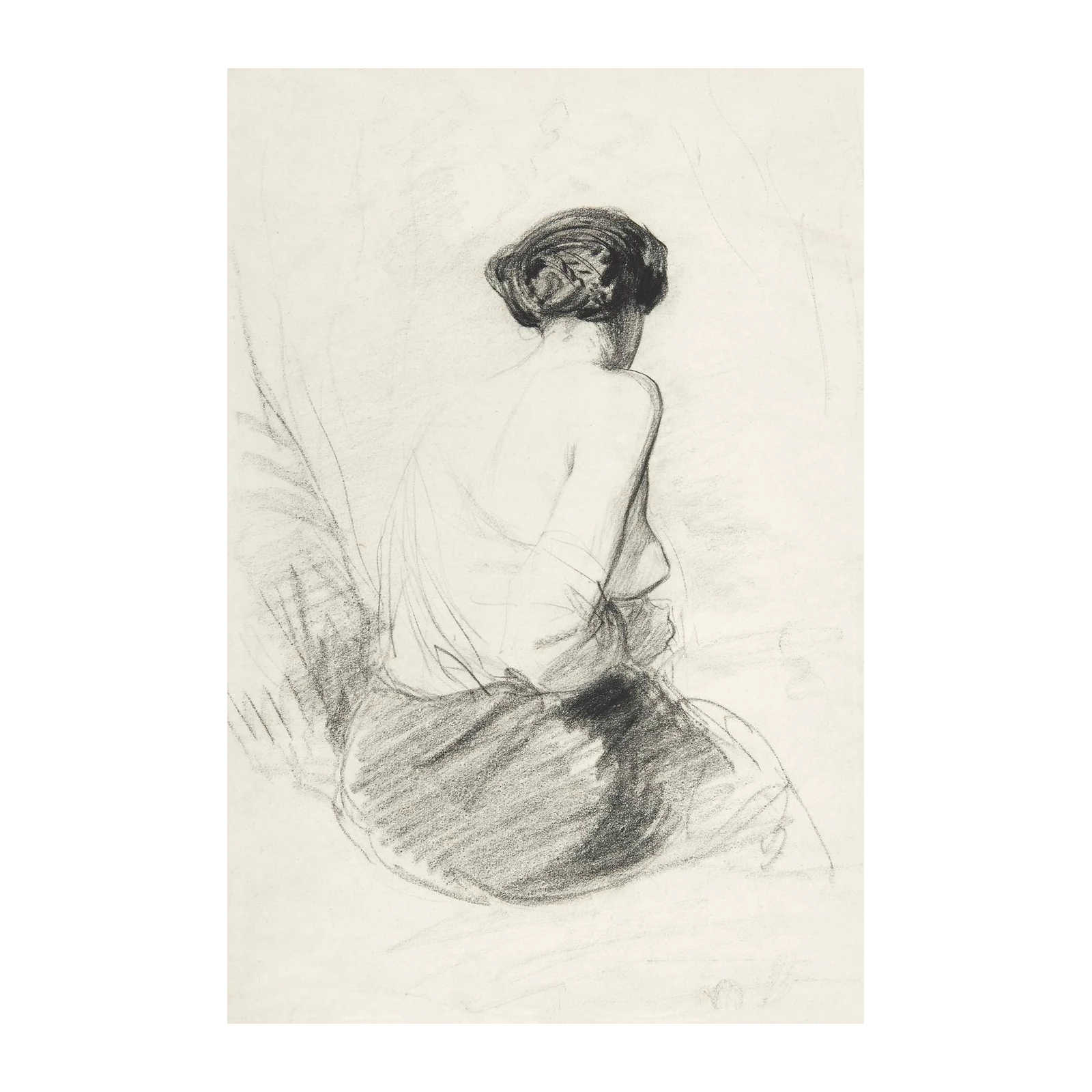 Elegant Figure Study Charcoal Wall Art