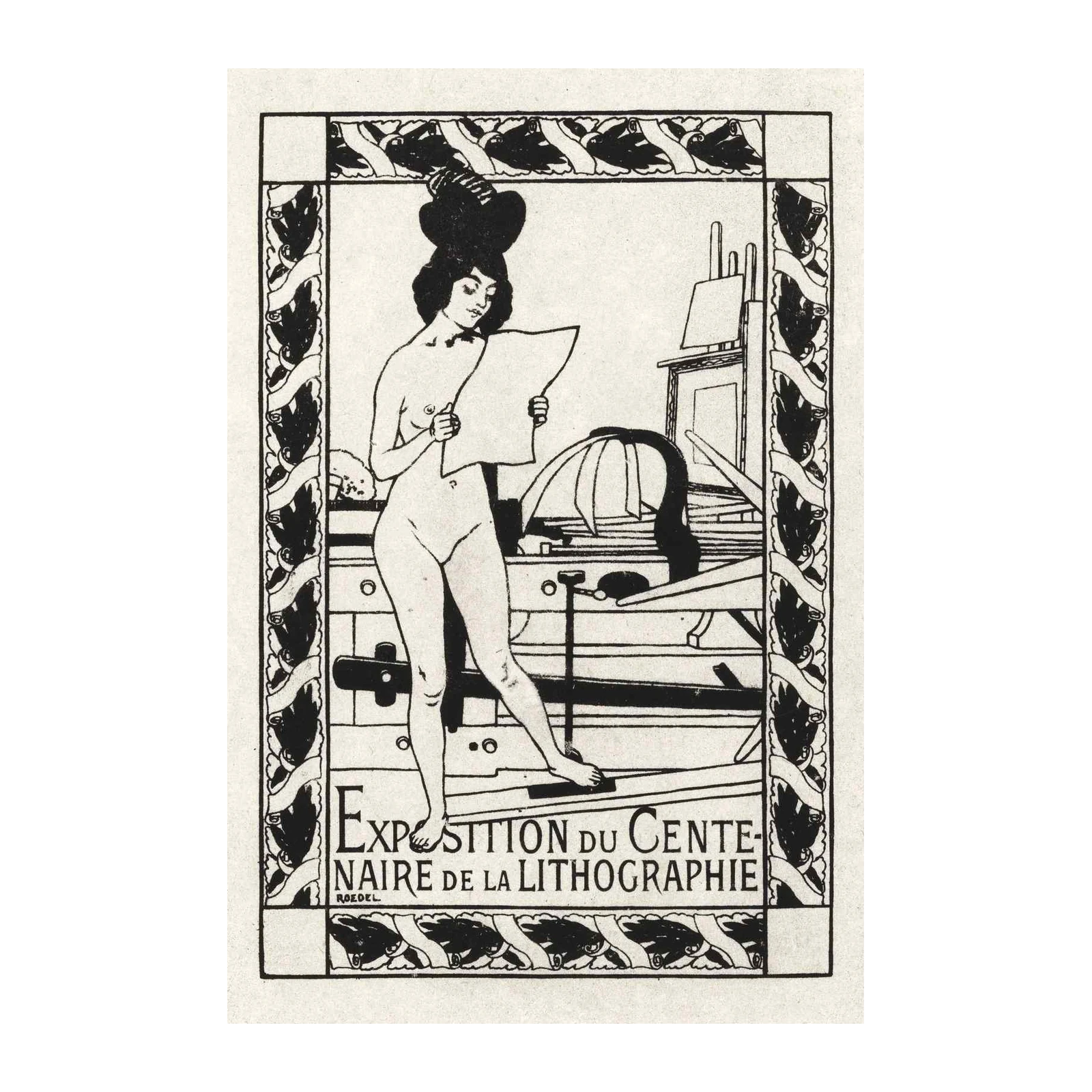 Art Nouveau Nude Reading "Exposition du Centenaire" Wall Art
