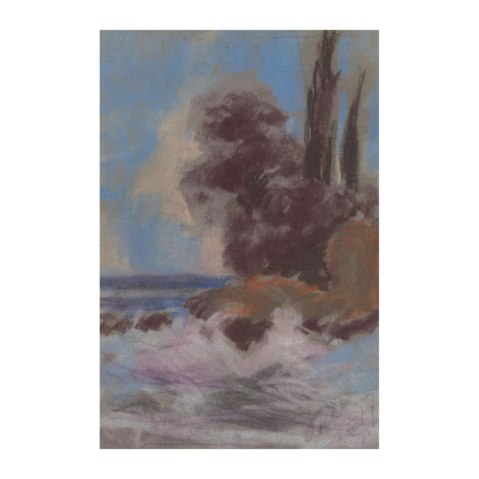 Coastal Storm Landscape Pastel Wall Art