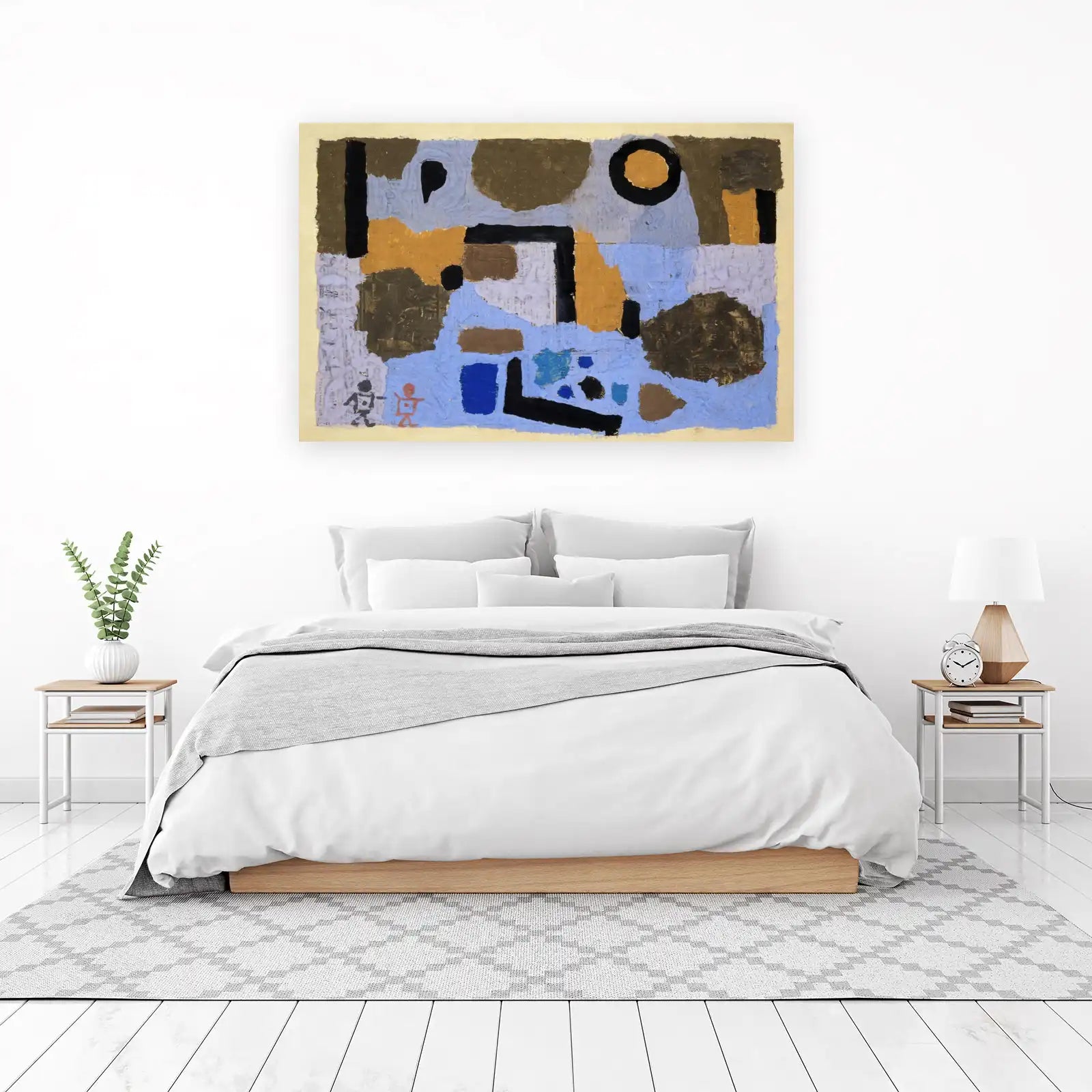 Abstract Figures Blue & Gold Wall Art