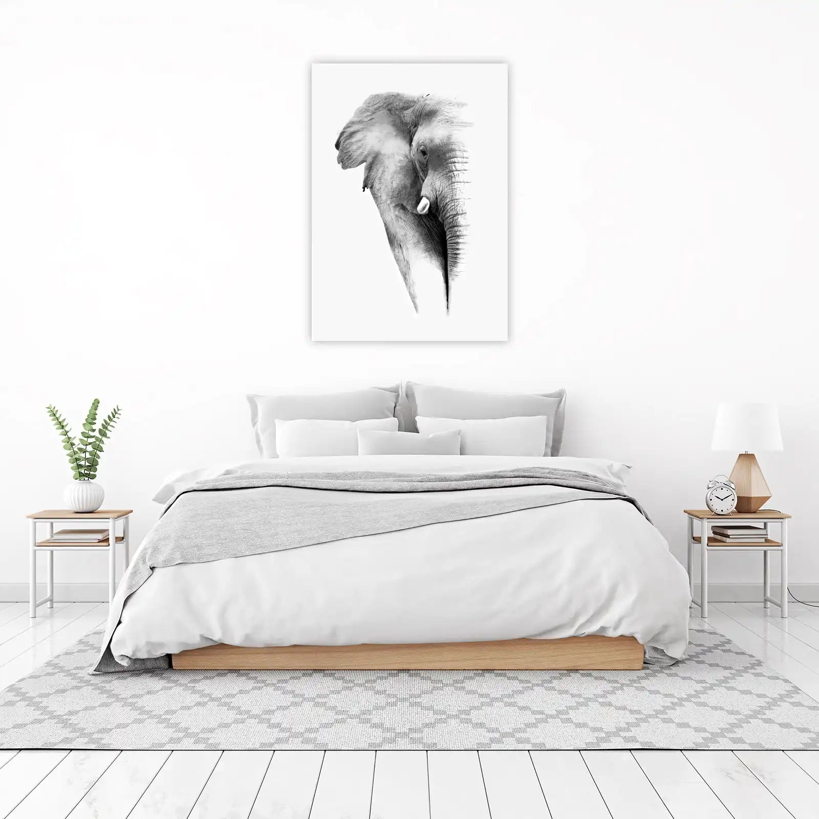 Majestic Elephant Portrait B&W Wall Art