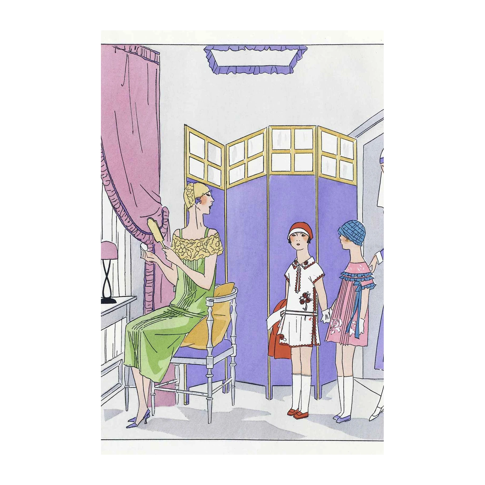 Vintage Parisian Chic Girls Fashion Wall Art