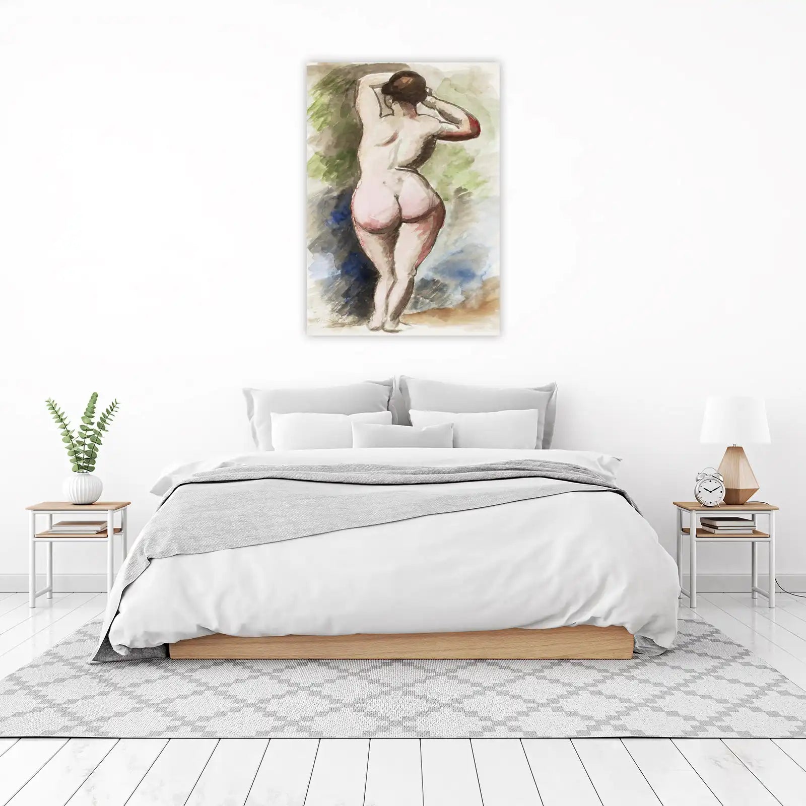 Elegant Nude Figure Watercolor Wall Art