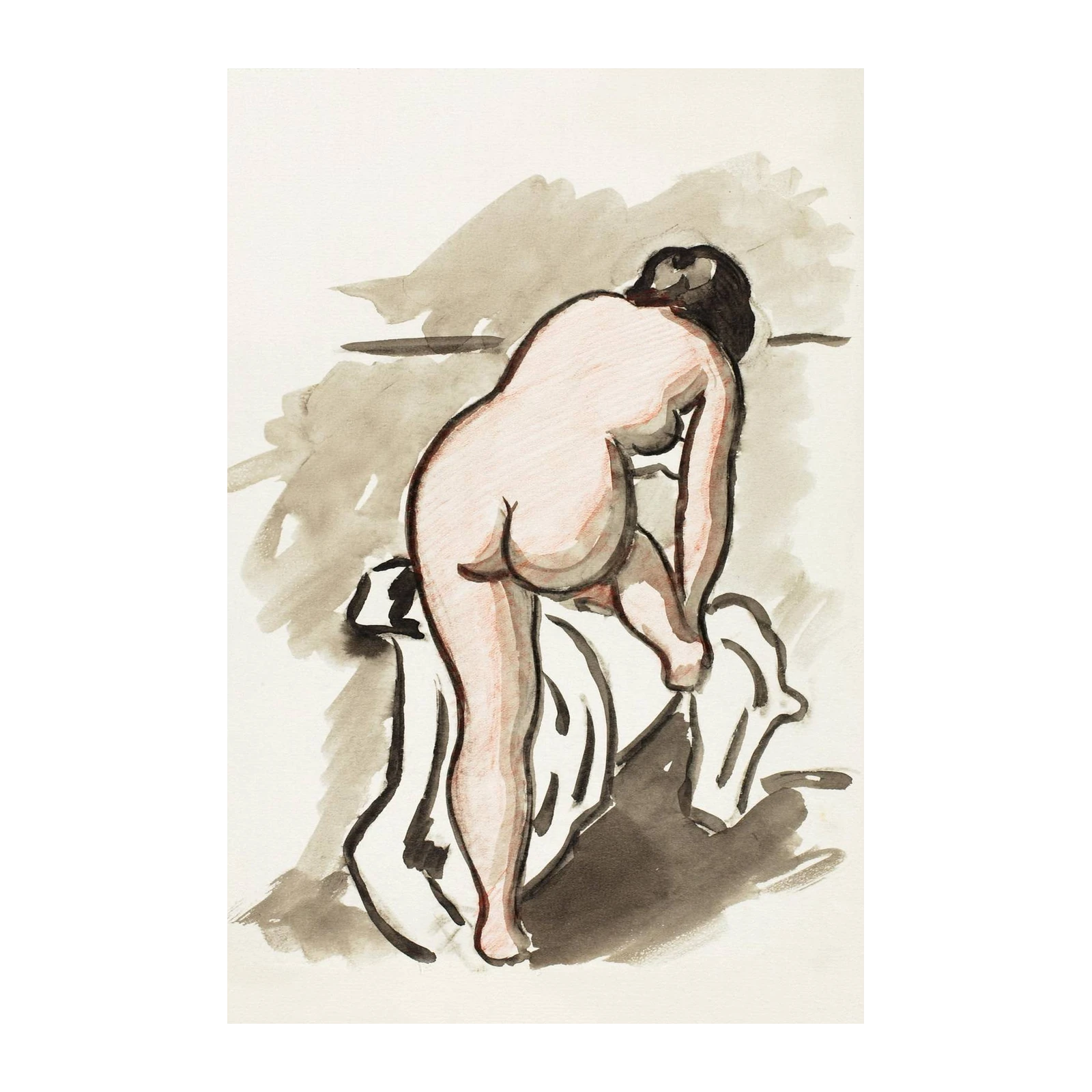 Elegant Nude Woman Sketch Wall Art