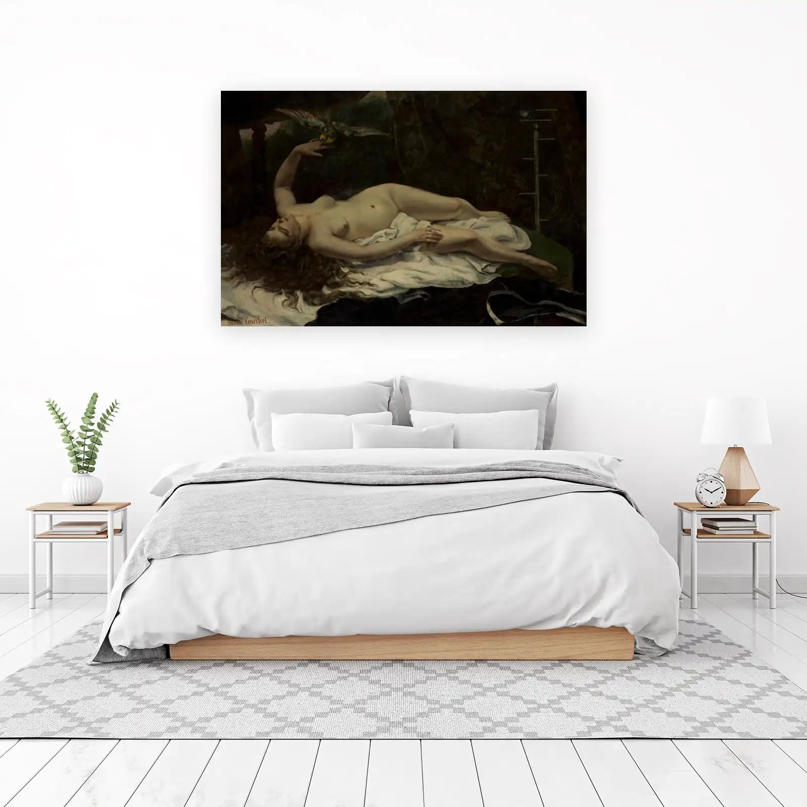 The Origin of the World Nude Woman Parrot Wall Art