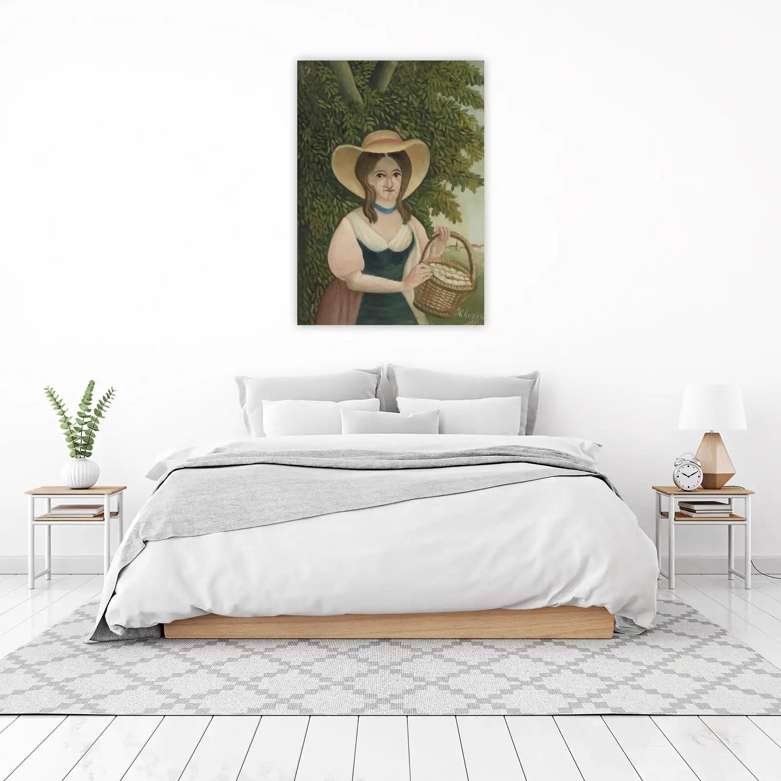 Vintage Farmhouse Lady with Basket Wall Art