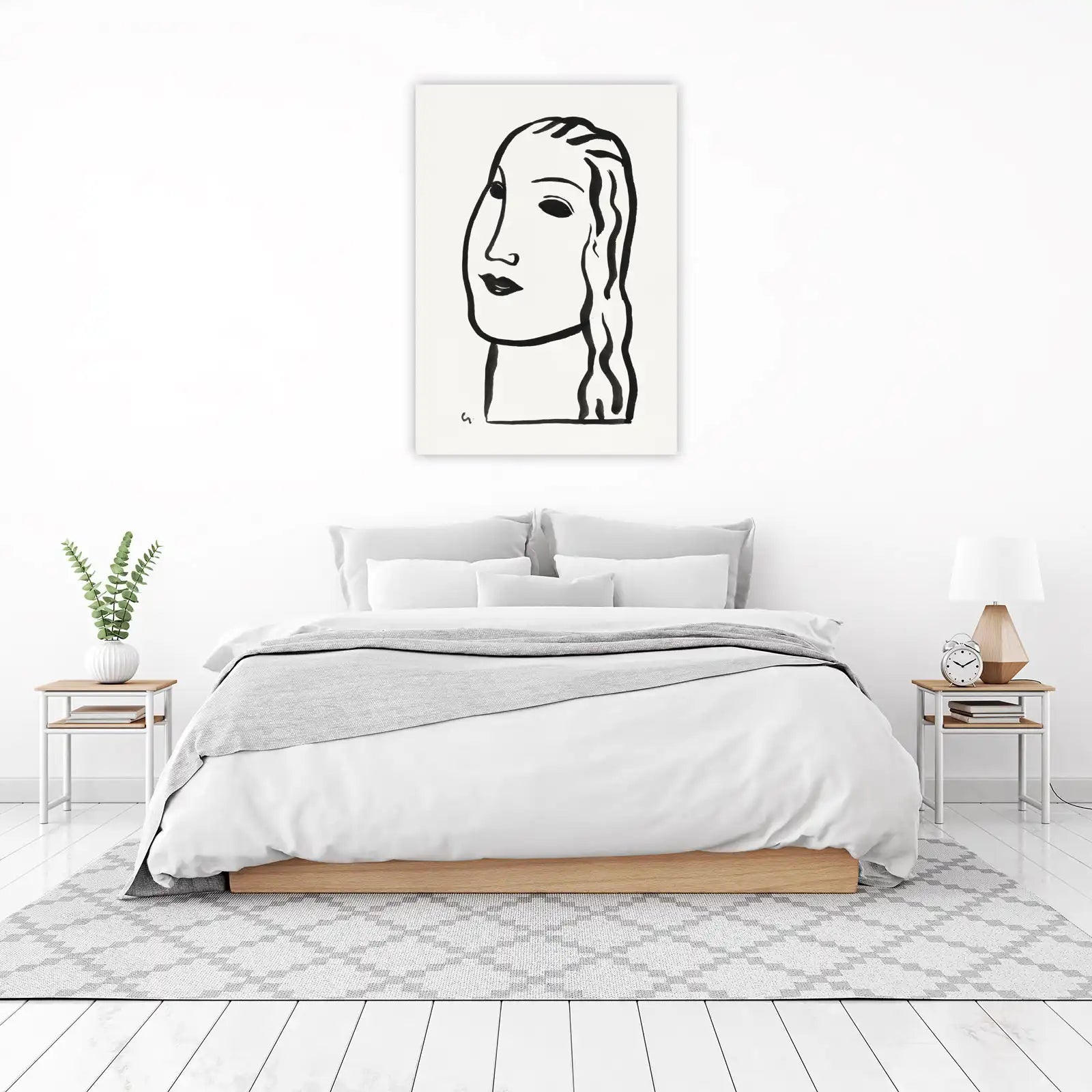 Minimalist Portrait Woman Black & White Wall Art