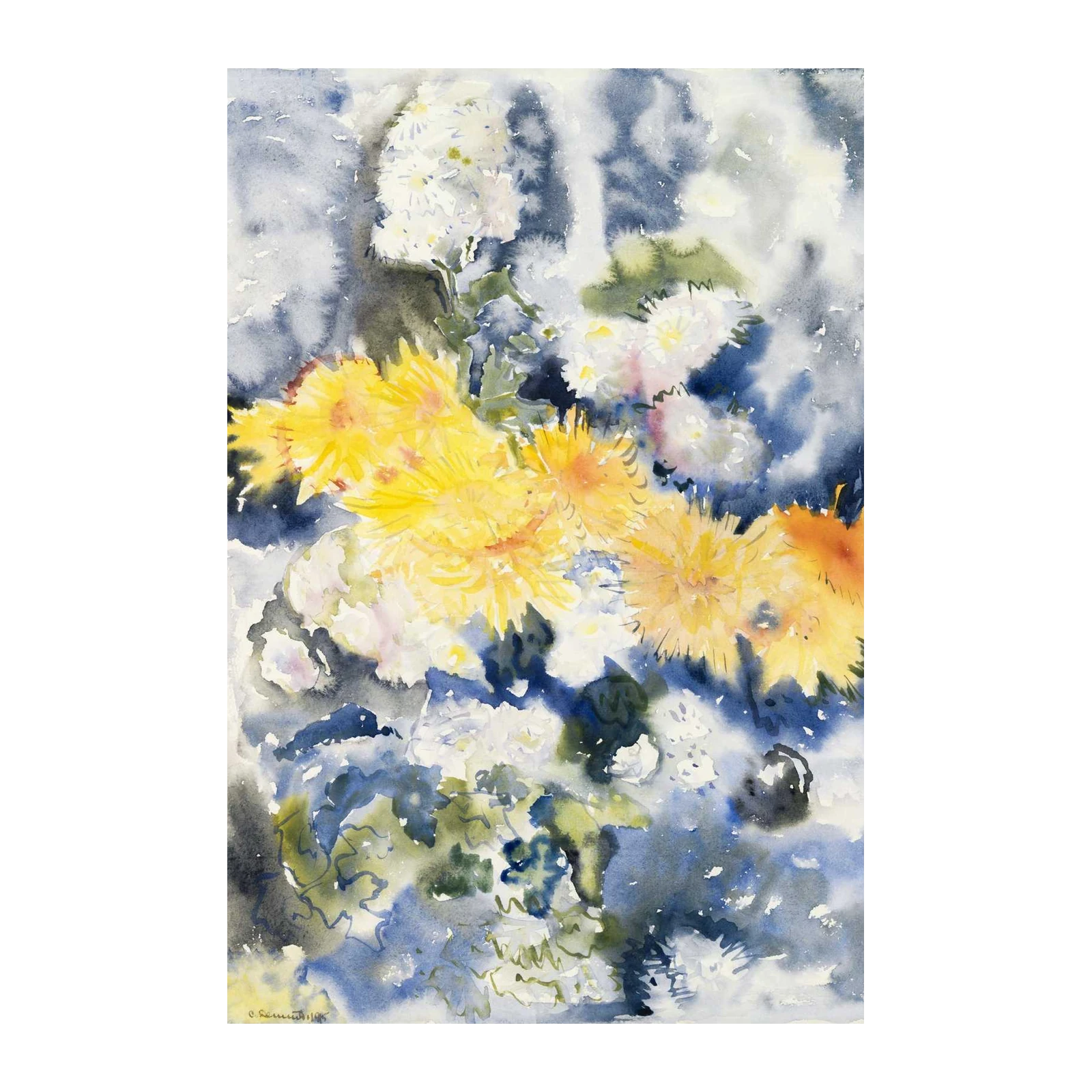 Vibrant Yellow Chrysanthemums Wall Art - Botanical Art