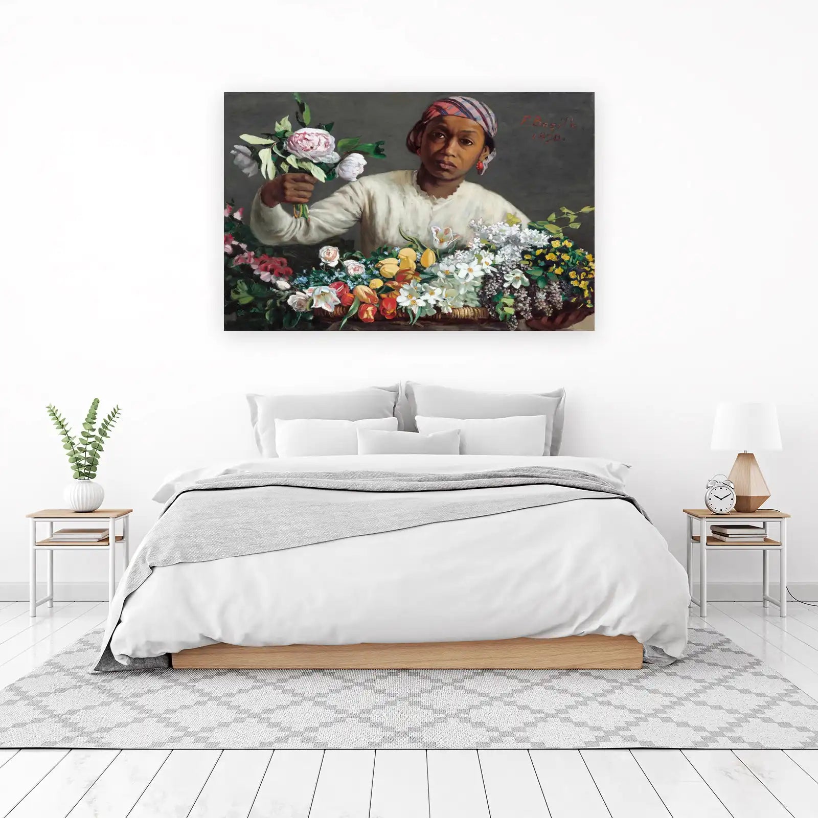 Young Woman with Flowers Oil Painting Wall Art