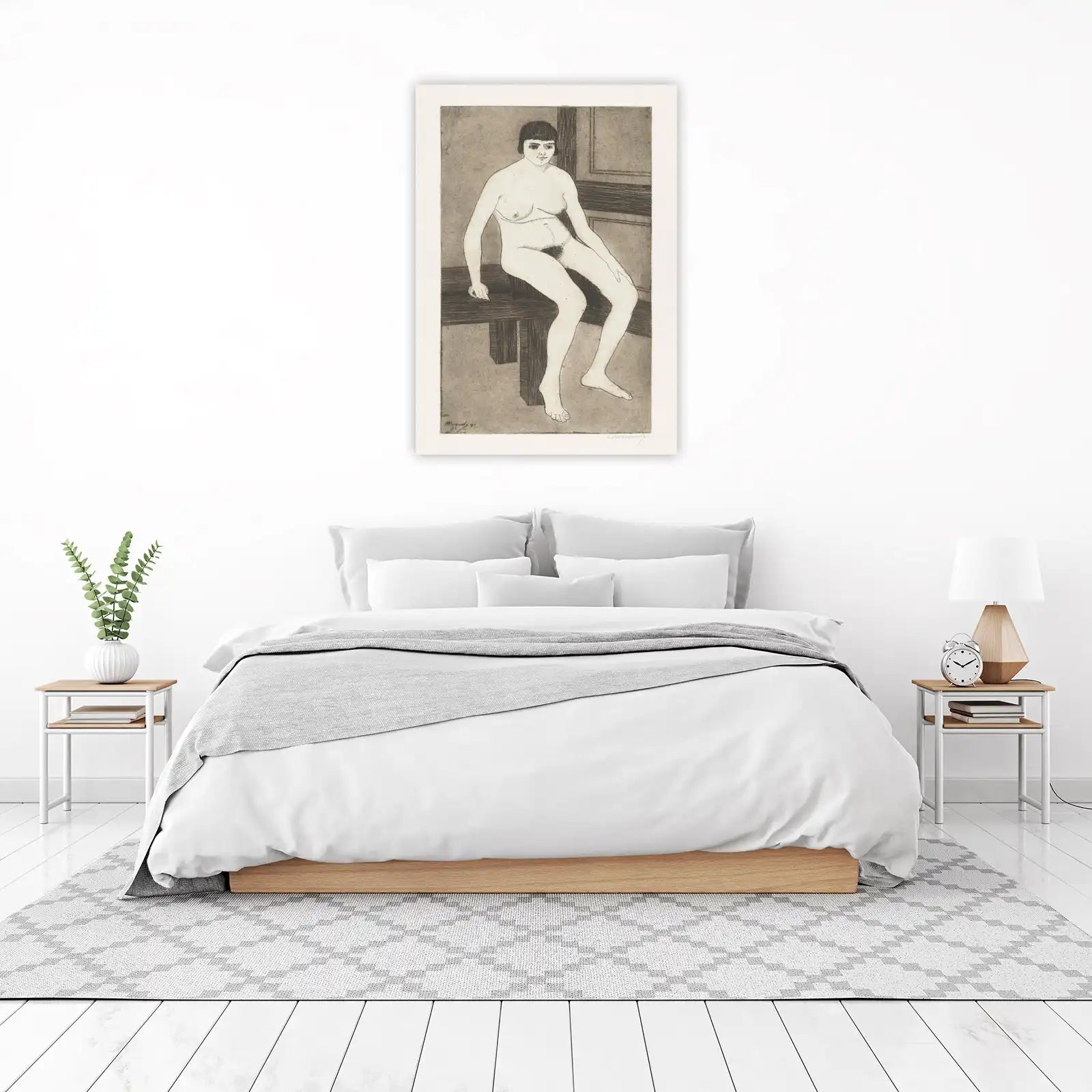 Vintage Nude Woman Etching Wall Art