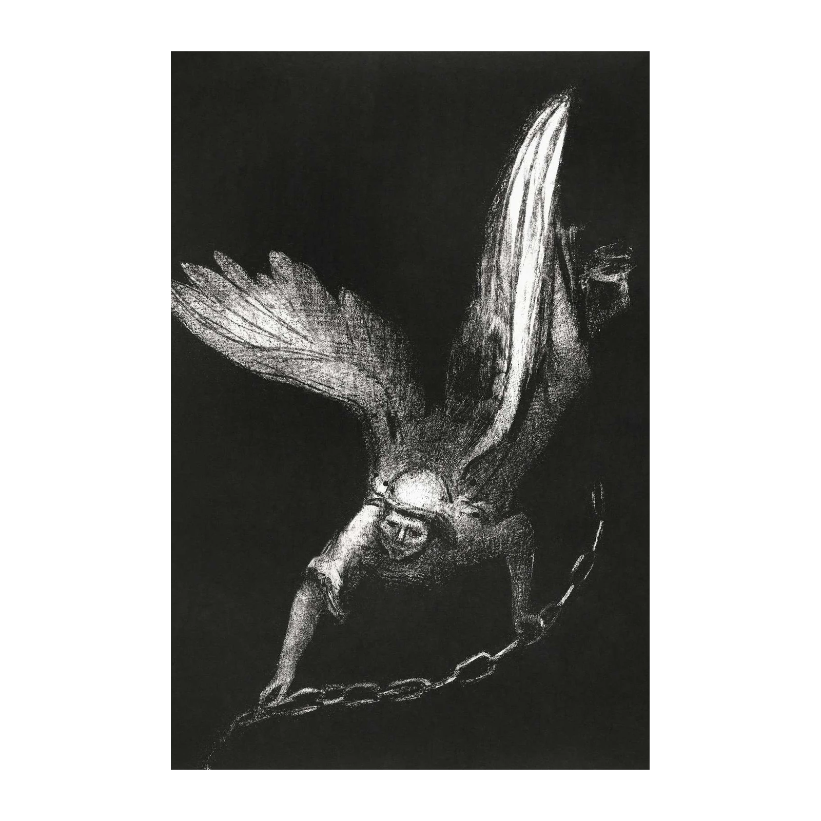 Mysterious Winged Figure Chains Wall Art