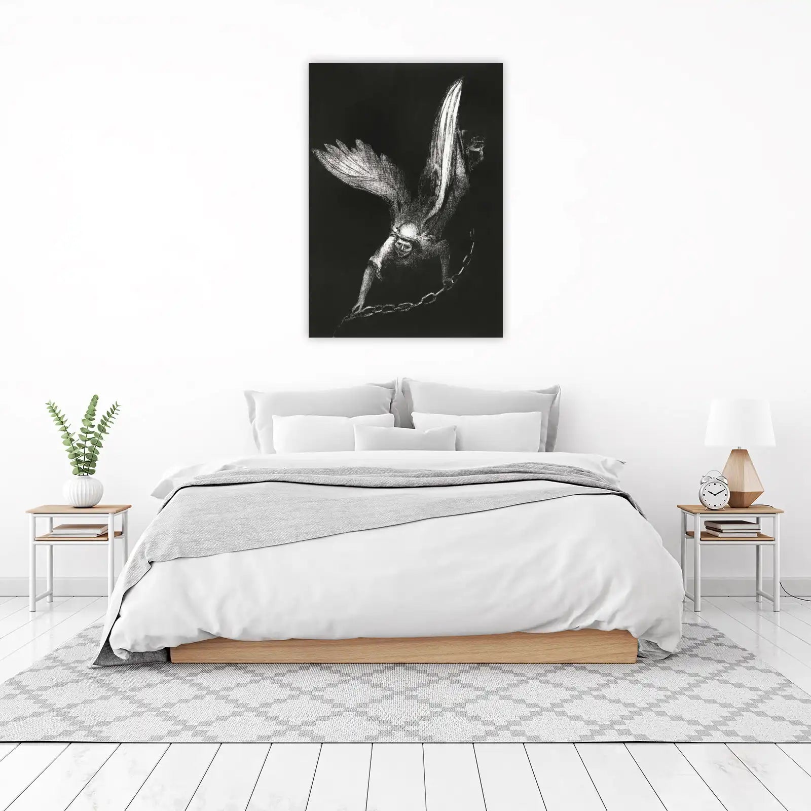 Mysterious Winged Figure Chains Wall Art