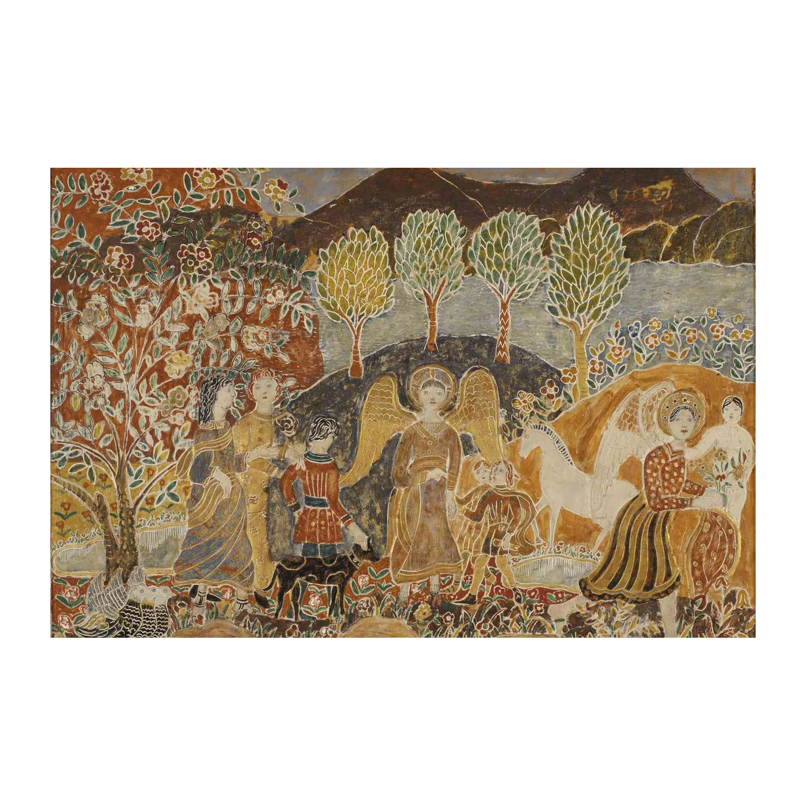 Mythical Landscape Angel Unicorn Wall Art