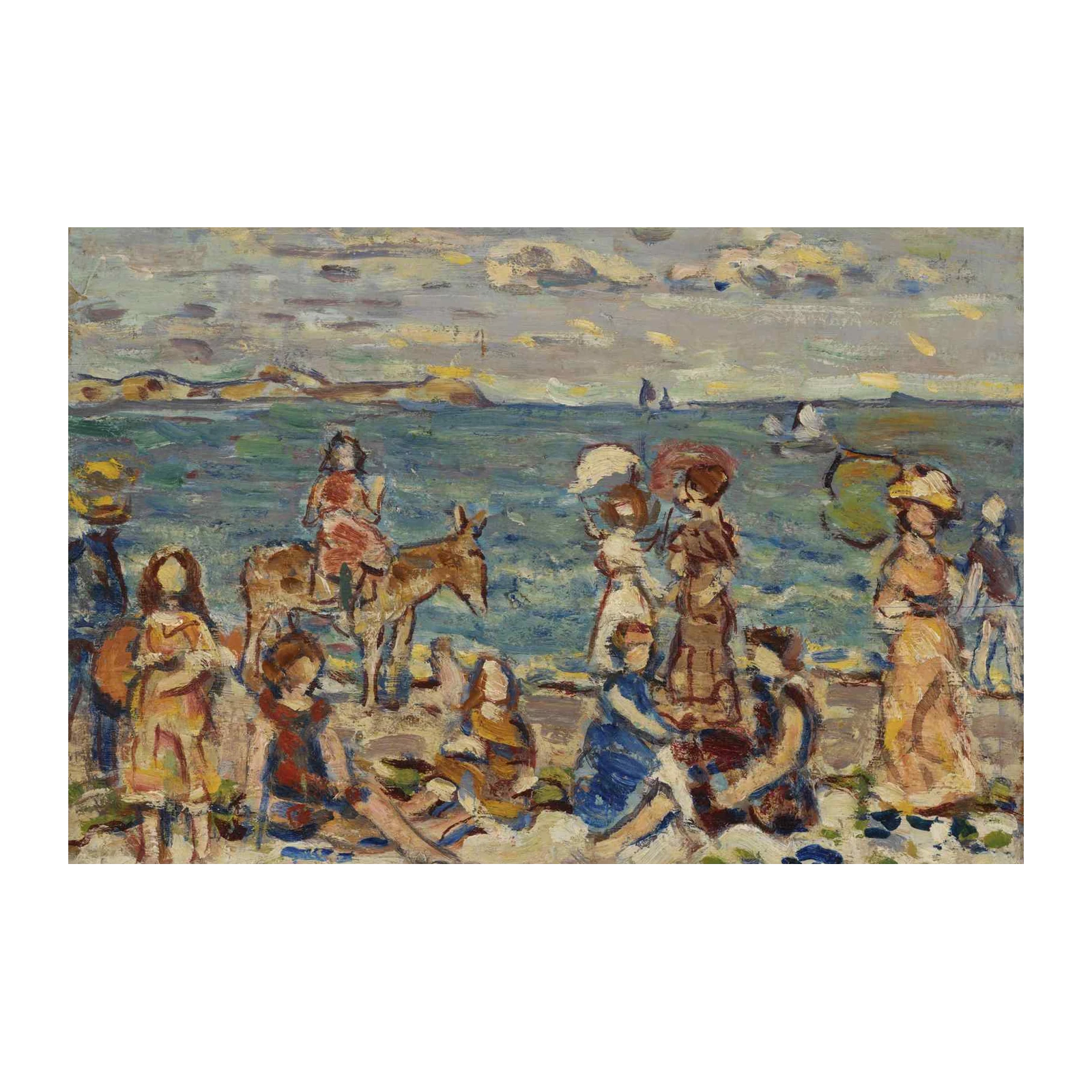 Vintage Beach Scene Donkey Wall Art