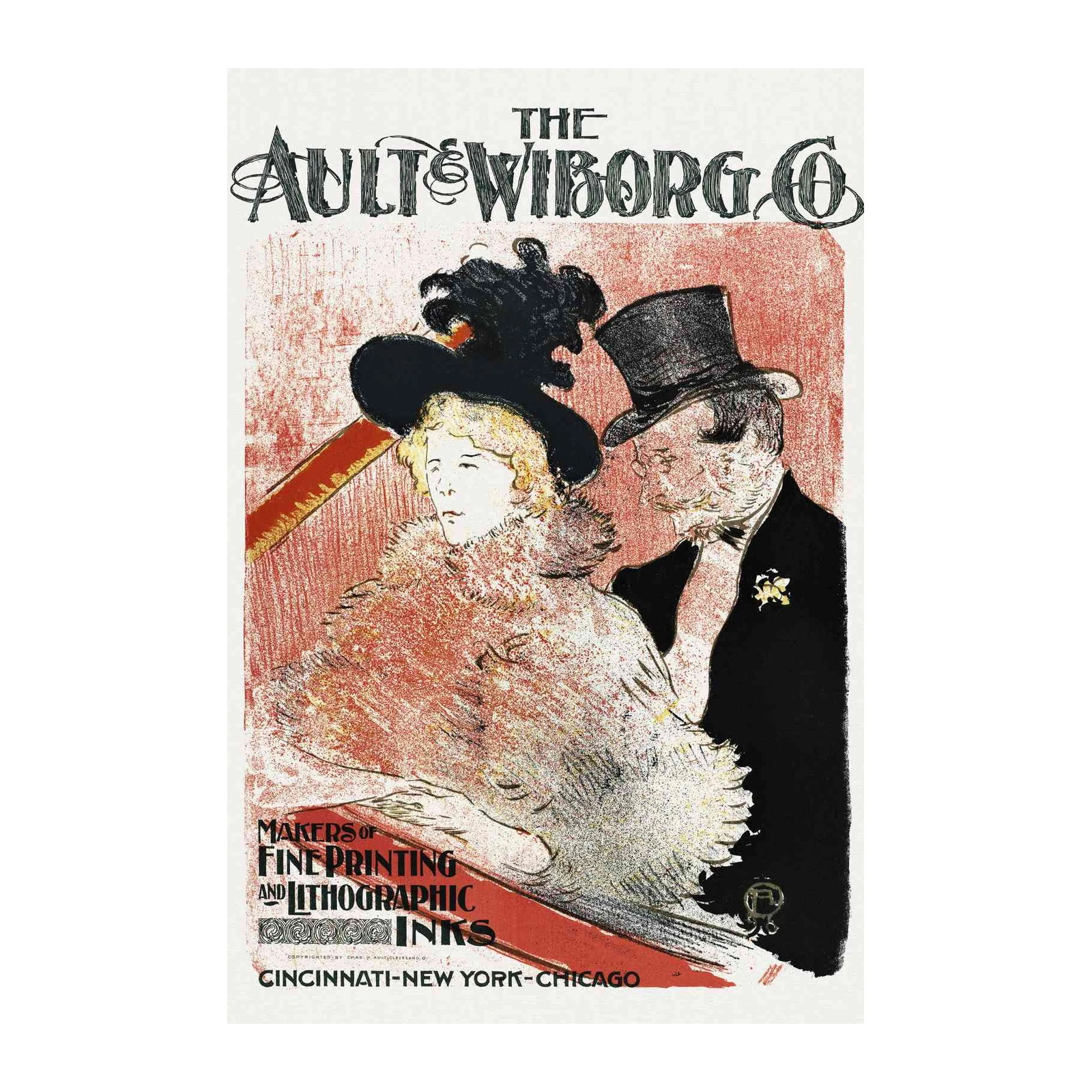 Vintage Ault & Wiborg Elegant Couple Wall Art