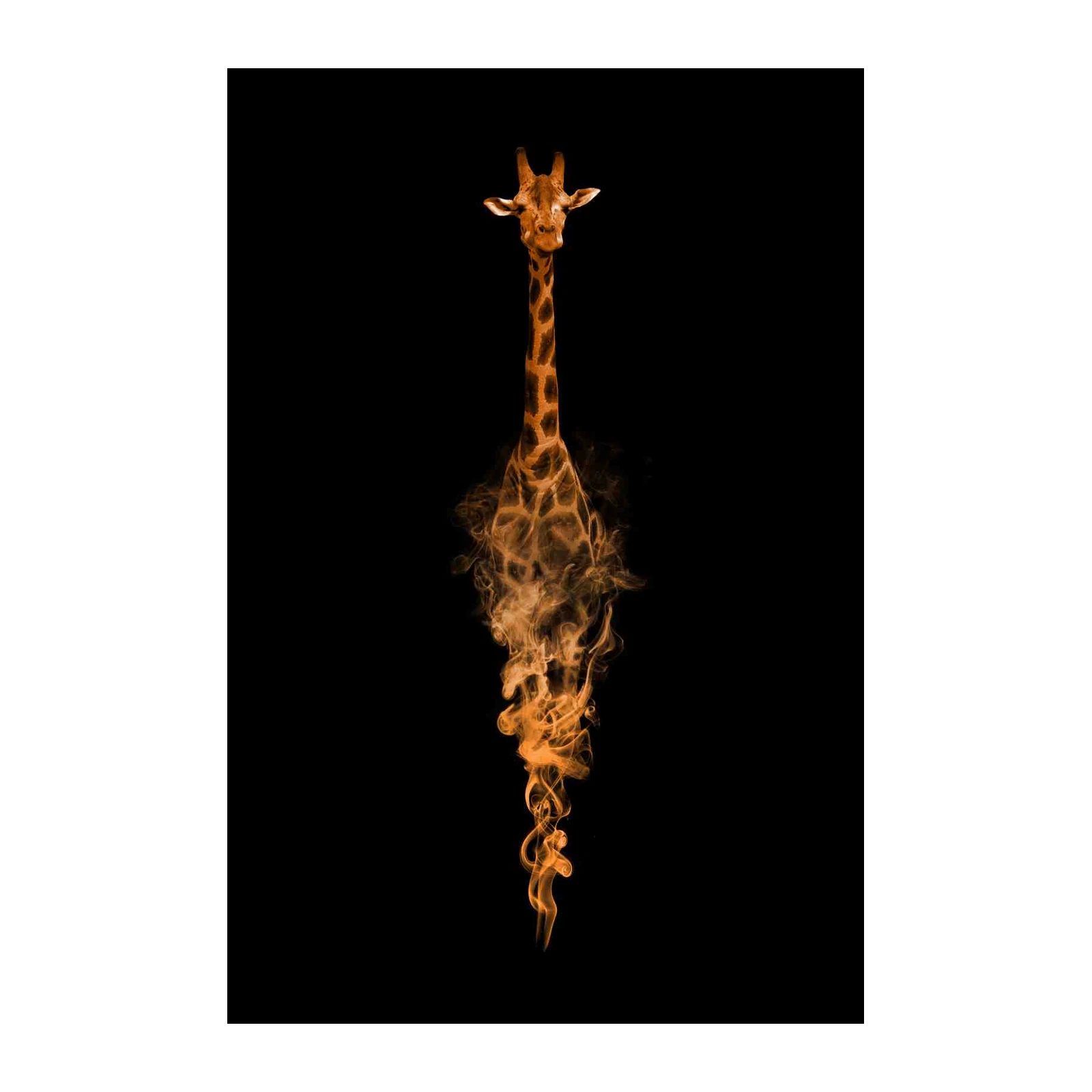 Fiery Giraffe Silhouette Wall Art | Animal Art