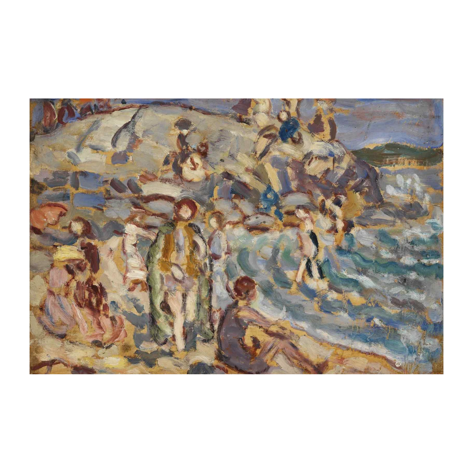 Vibrant Beach Scene Impressionist Wall Art