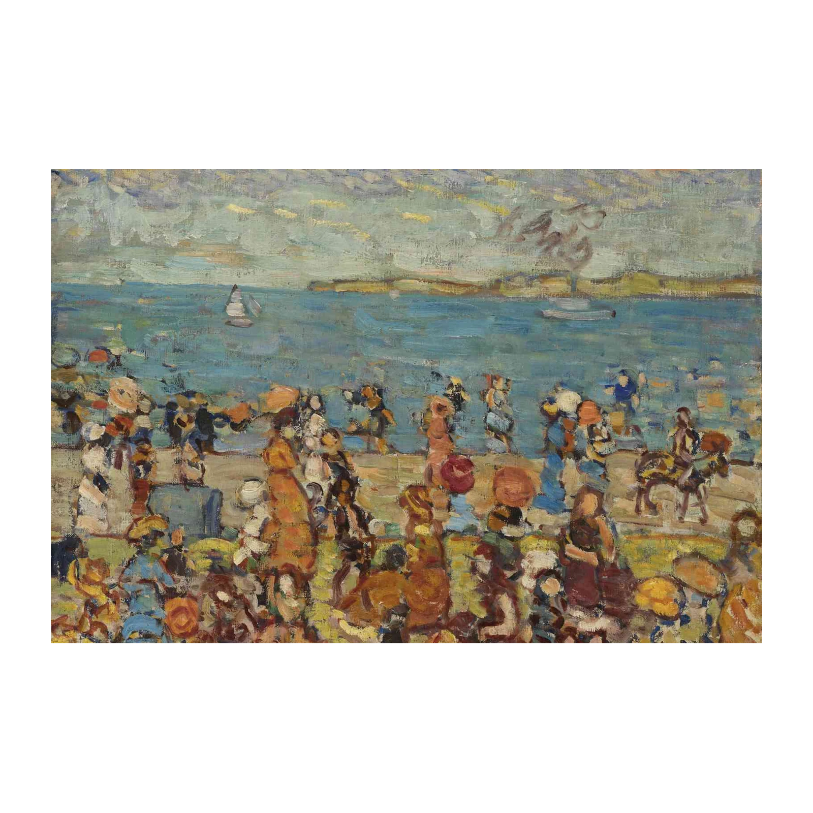 Vibrant Beach Scene Impressionist Wall Art